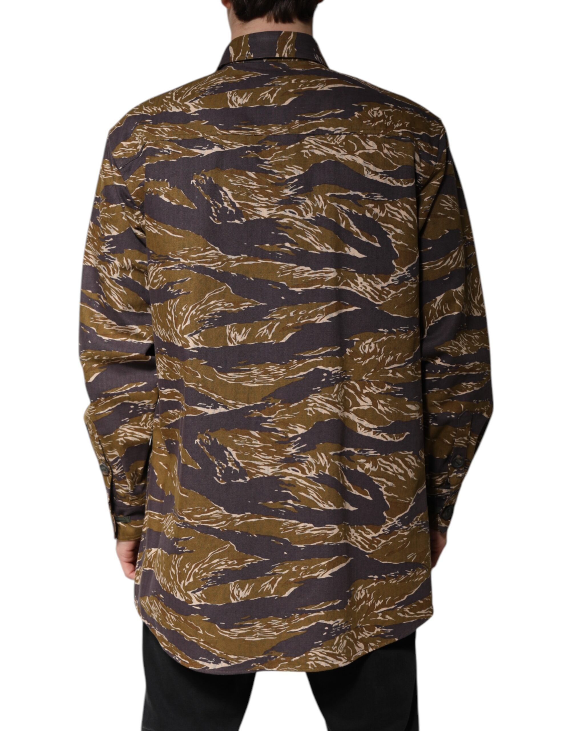 Leopard Cotton Collared Coat Men's Jacket - Dolce & Gabbana - Modalova