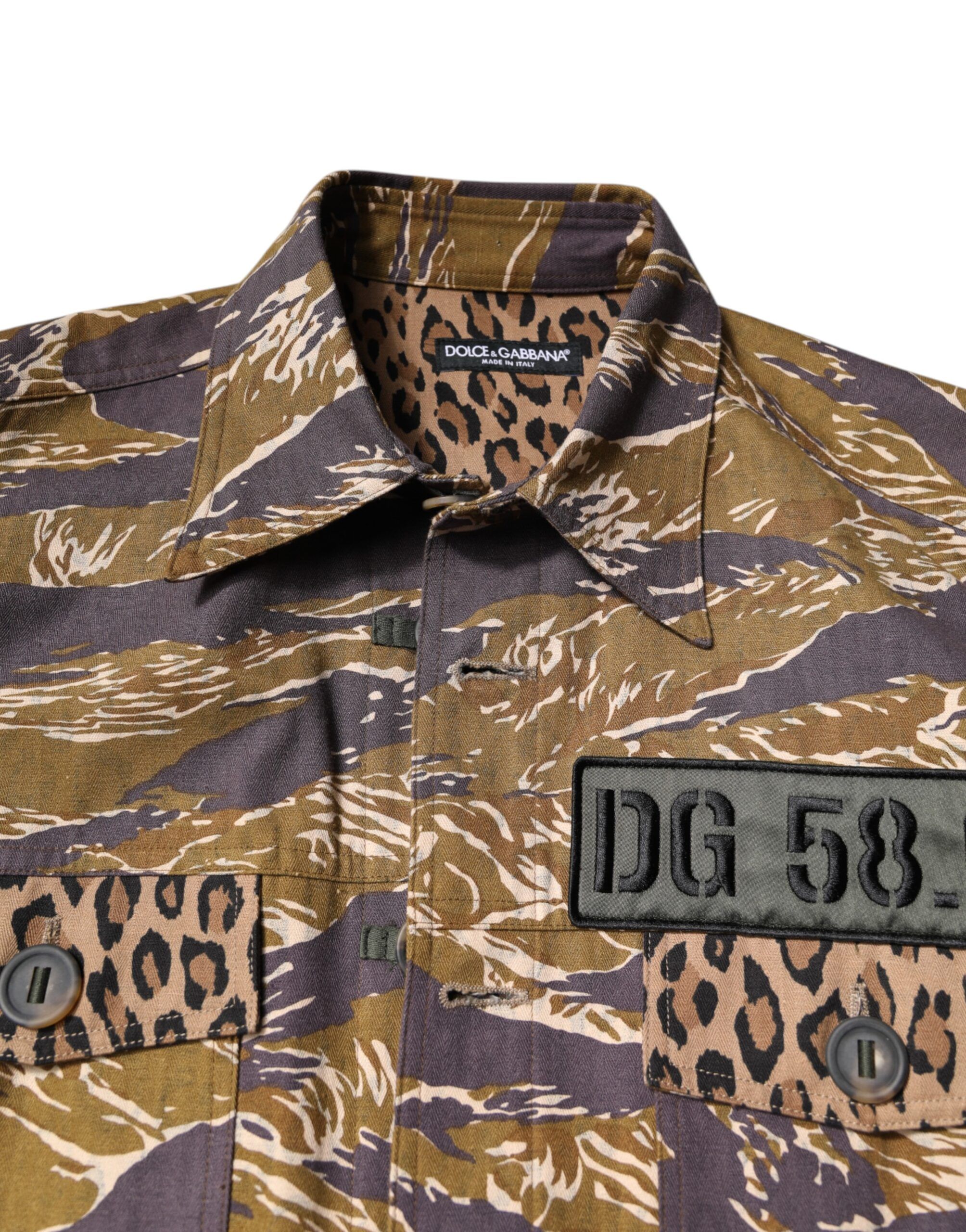 Leopard Cotton Collared Coat Men's Jacket - Dolce & Gabbana - Modalova