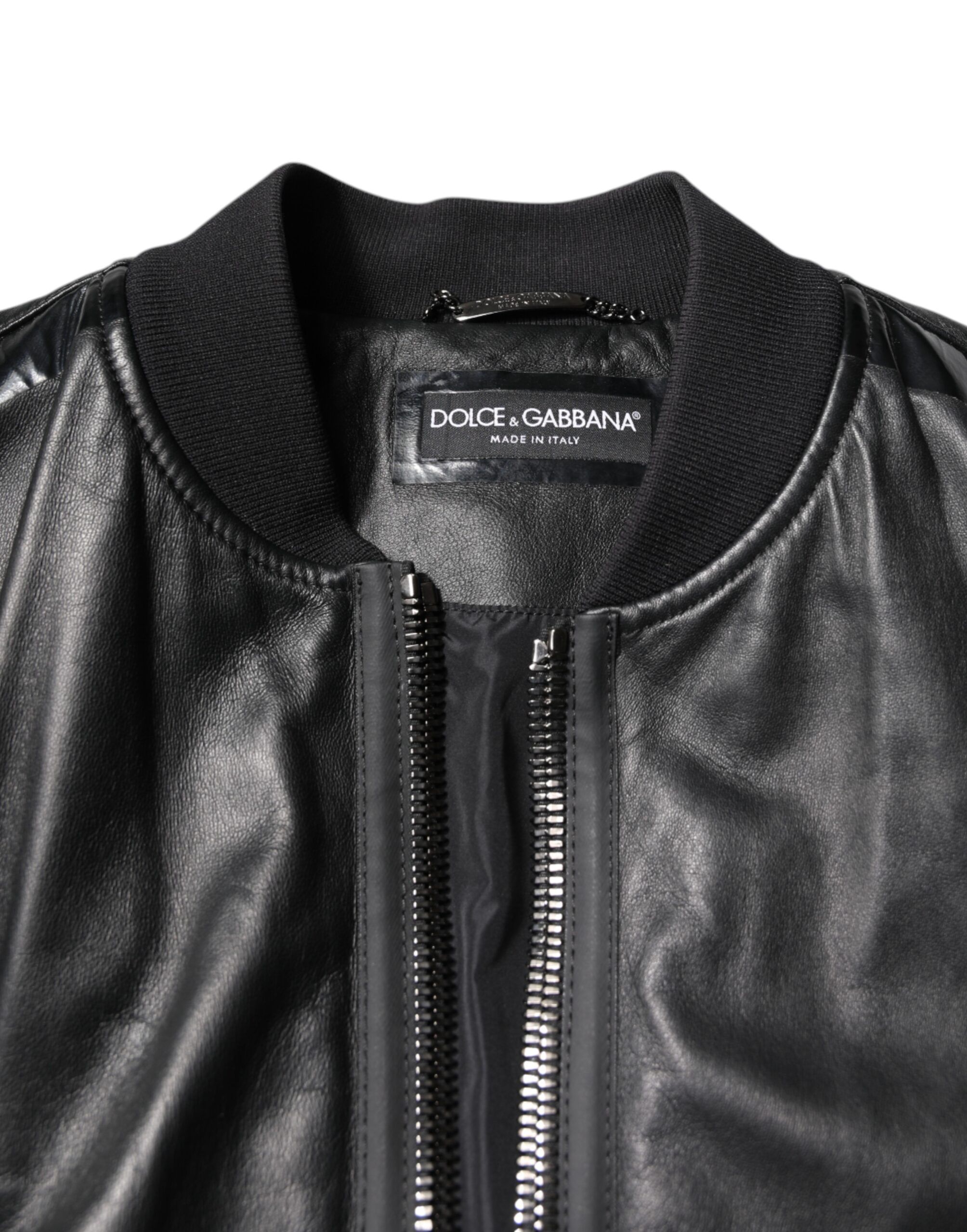 Lambskin Leather Biker Full Zip Men's Jacket (Pre-Owned) - Dolce & Gabbana - Modalova
