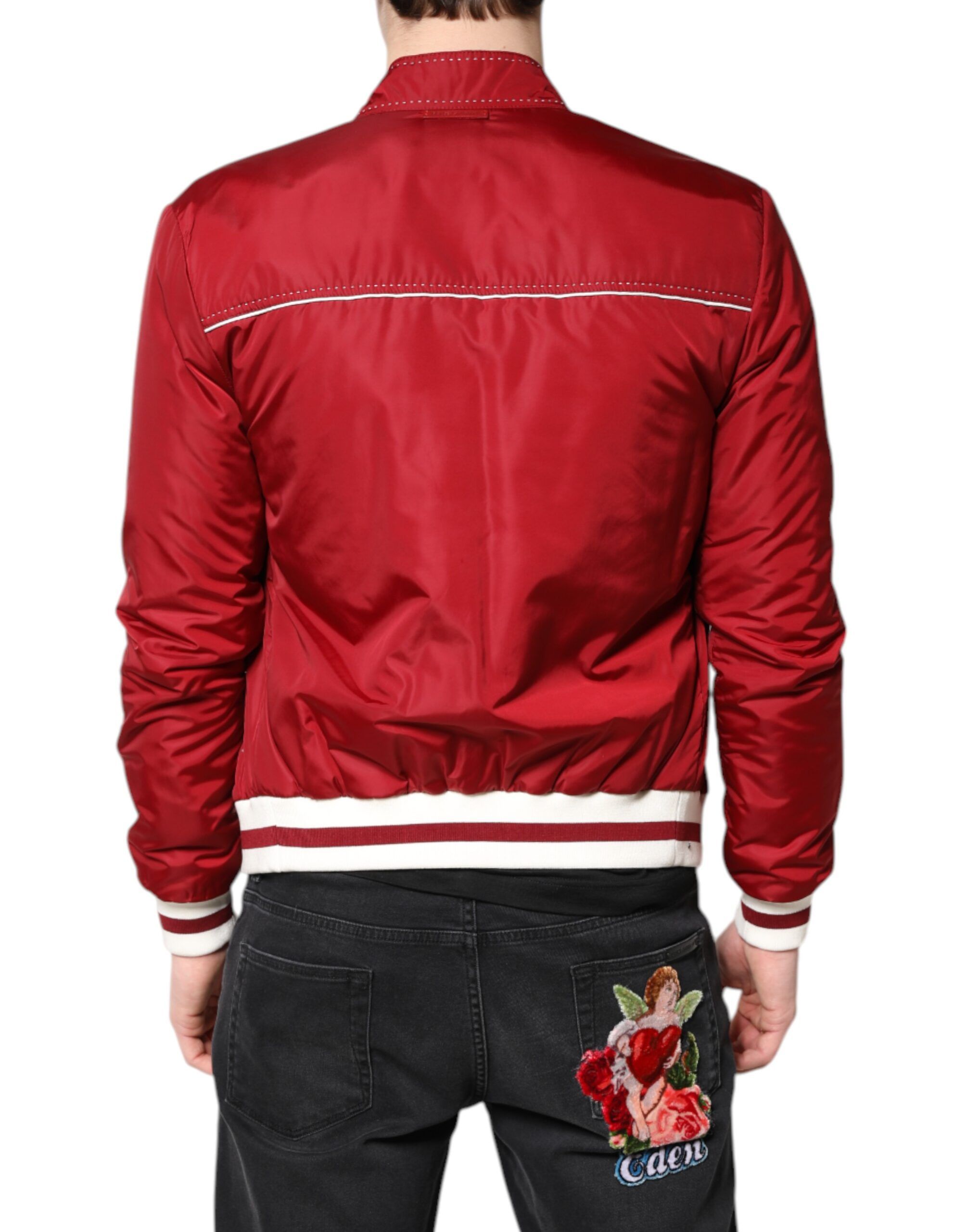 White Nylon Full Zip Men Bomber Men's Jacket - Dolce & Gabbana - Modalova