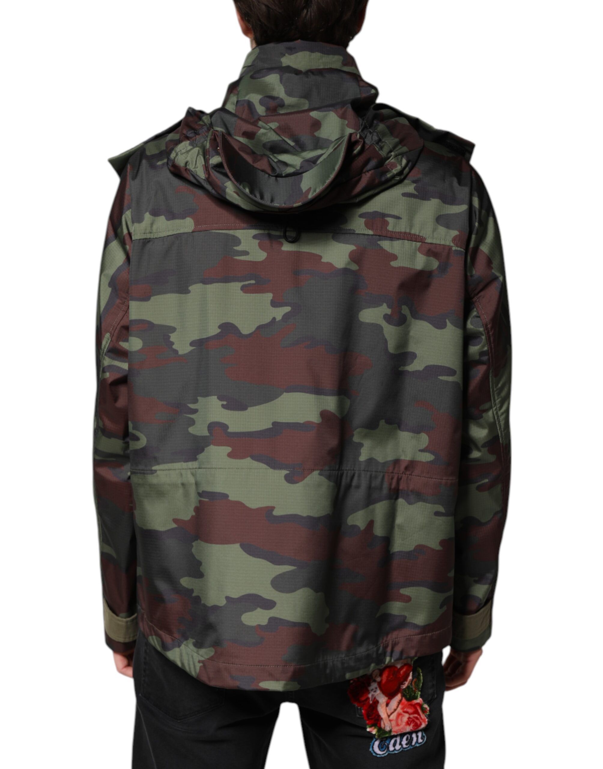 Camouflage Button Hooded Men's Jacket - Dolce & Gabbana - Modalova