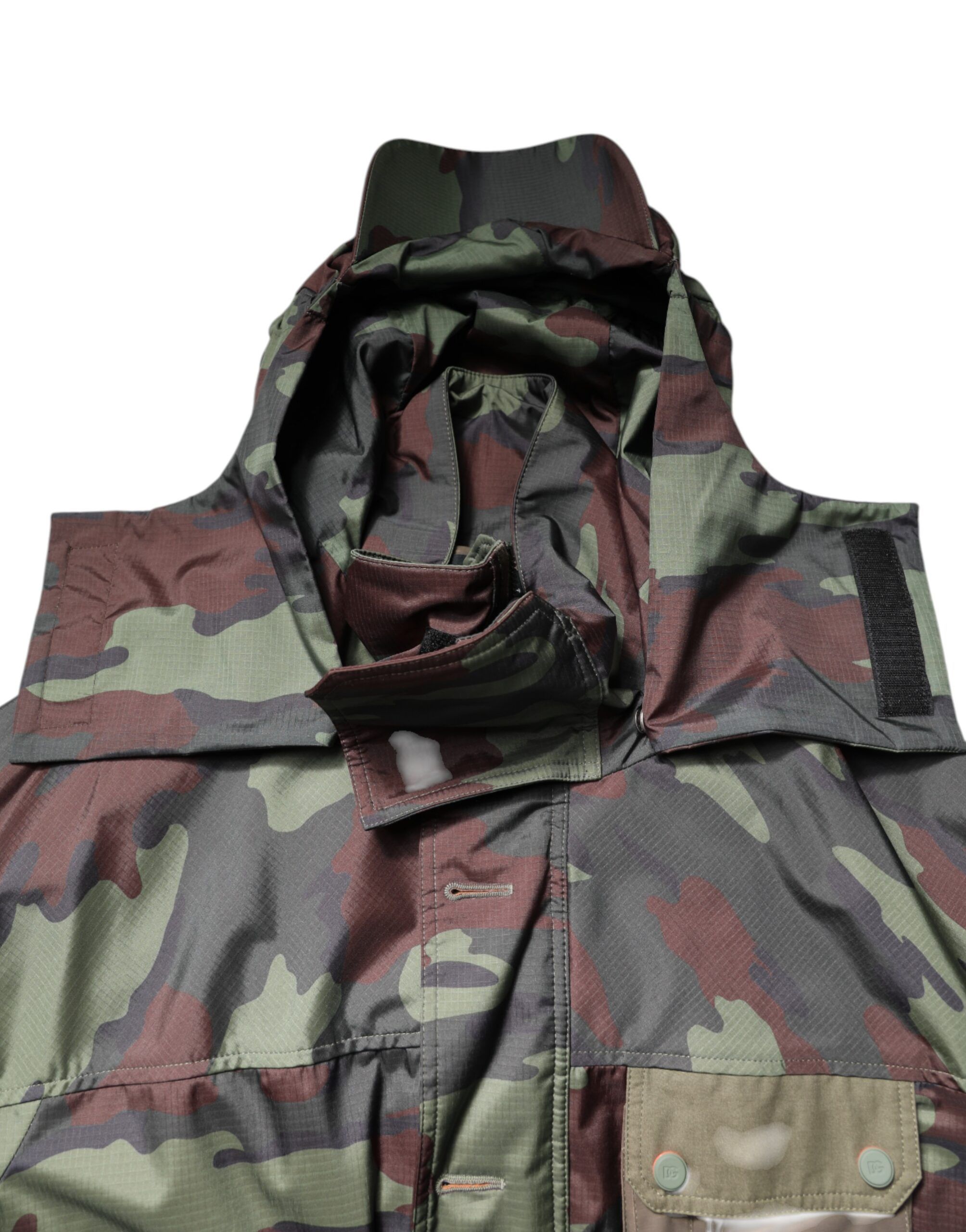 Camouflage Button Hooded Men's Jacket - Dolce & Gabbana - Modalova