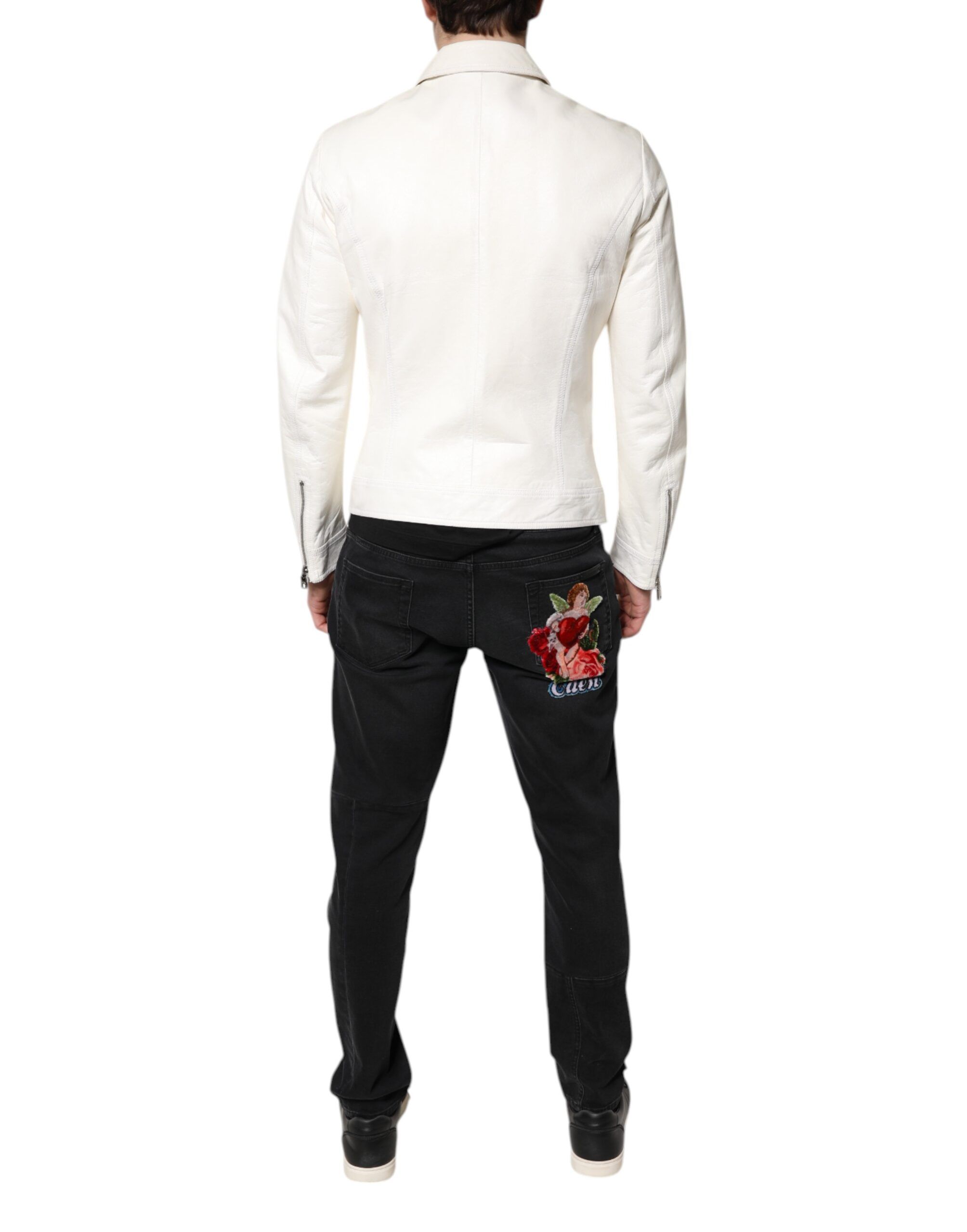 Collared Full Zip Biker Coat Men's Jacket - Dolce & Gabbana - Modalova