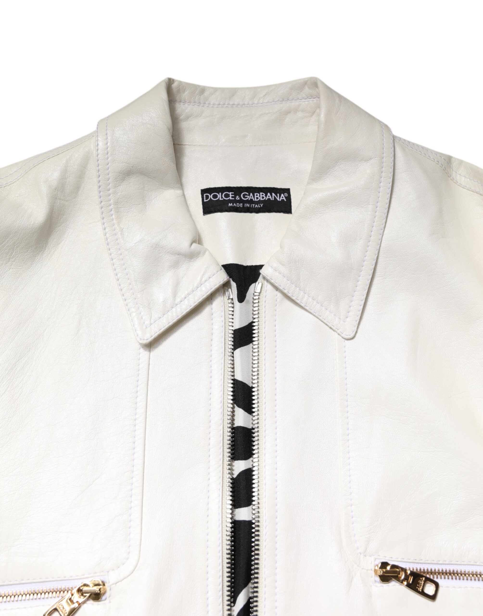 Collared Full Zip Biker Coat Men's Jacket - Dolce & Gabbana - Modalova