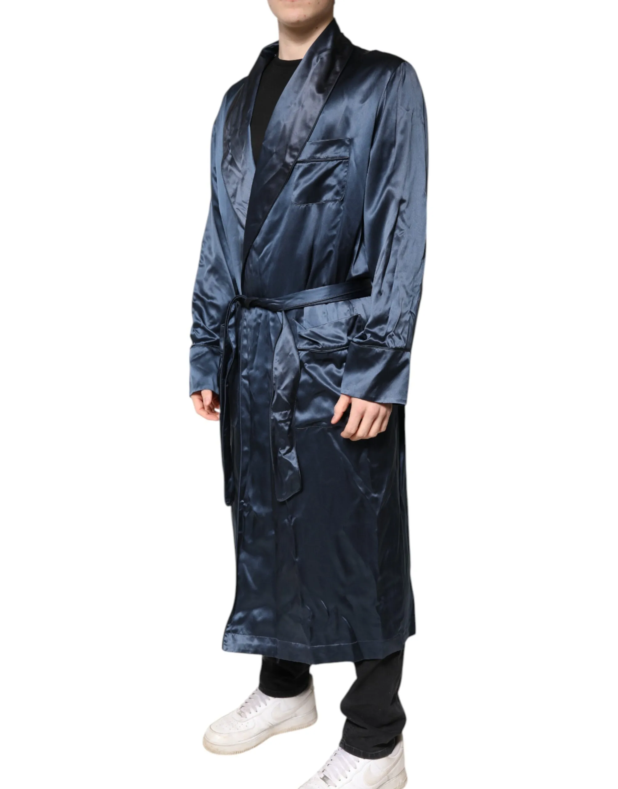 Solid Silk Men Wrap Robe Coat Men's Jacket (Pre-Owned) - Dolce & Gabbana - Modalova