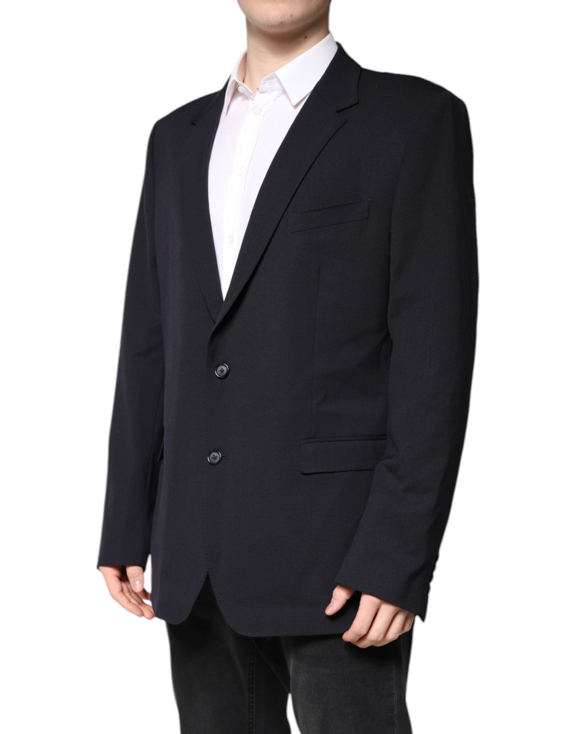 Dark Wool Single Breasted Coat Men's Blazer - Dolce & Gabbana - Modalova