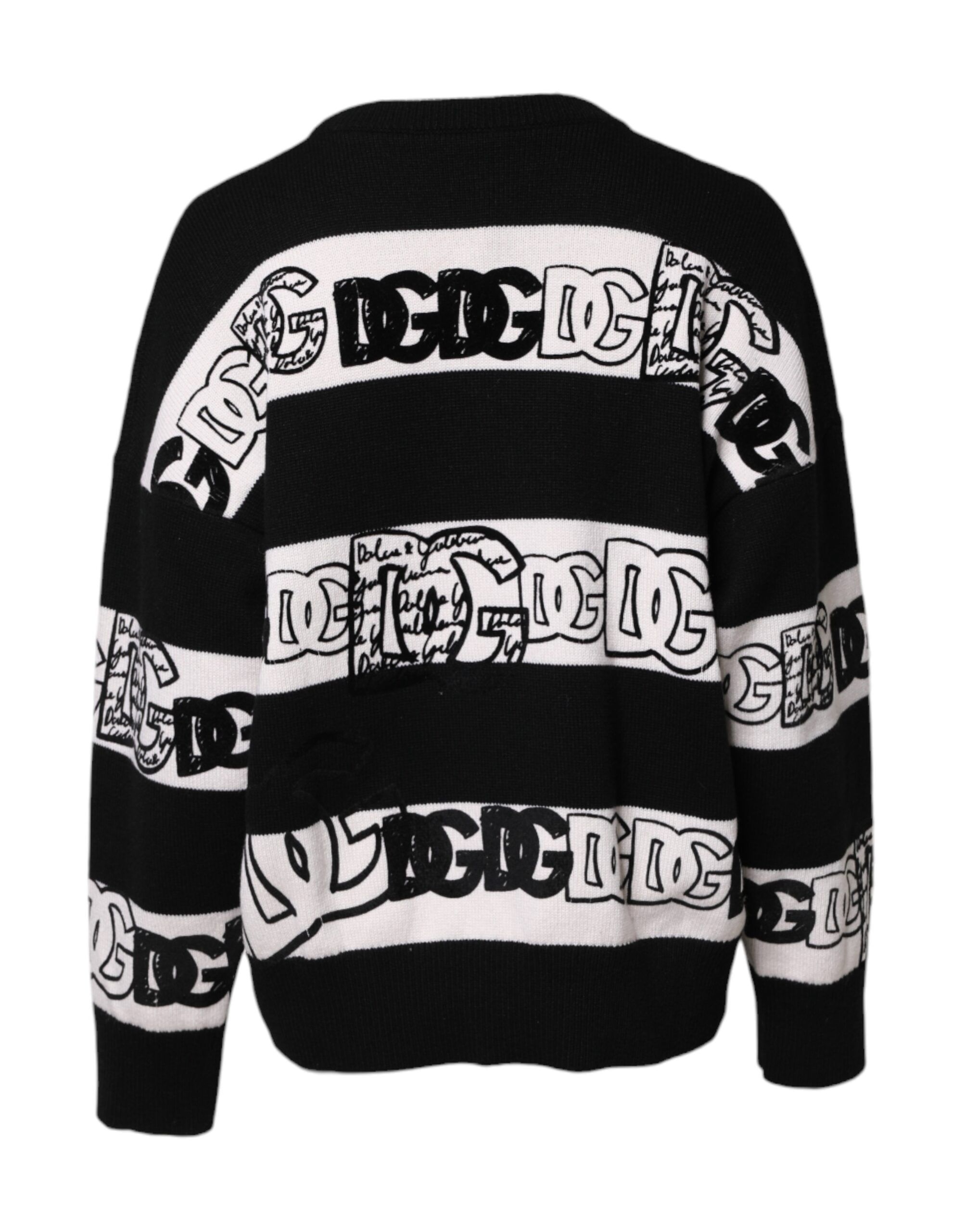 Black White Logo Print Wool Pullover Women's Sweater - Dolce & Gabbana - Modalova