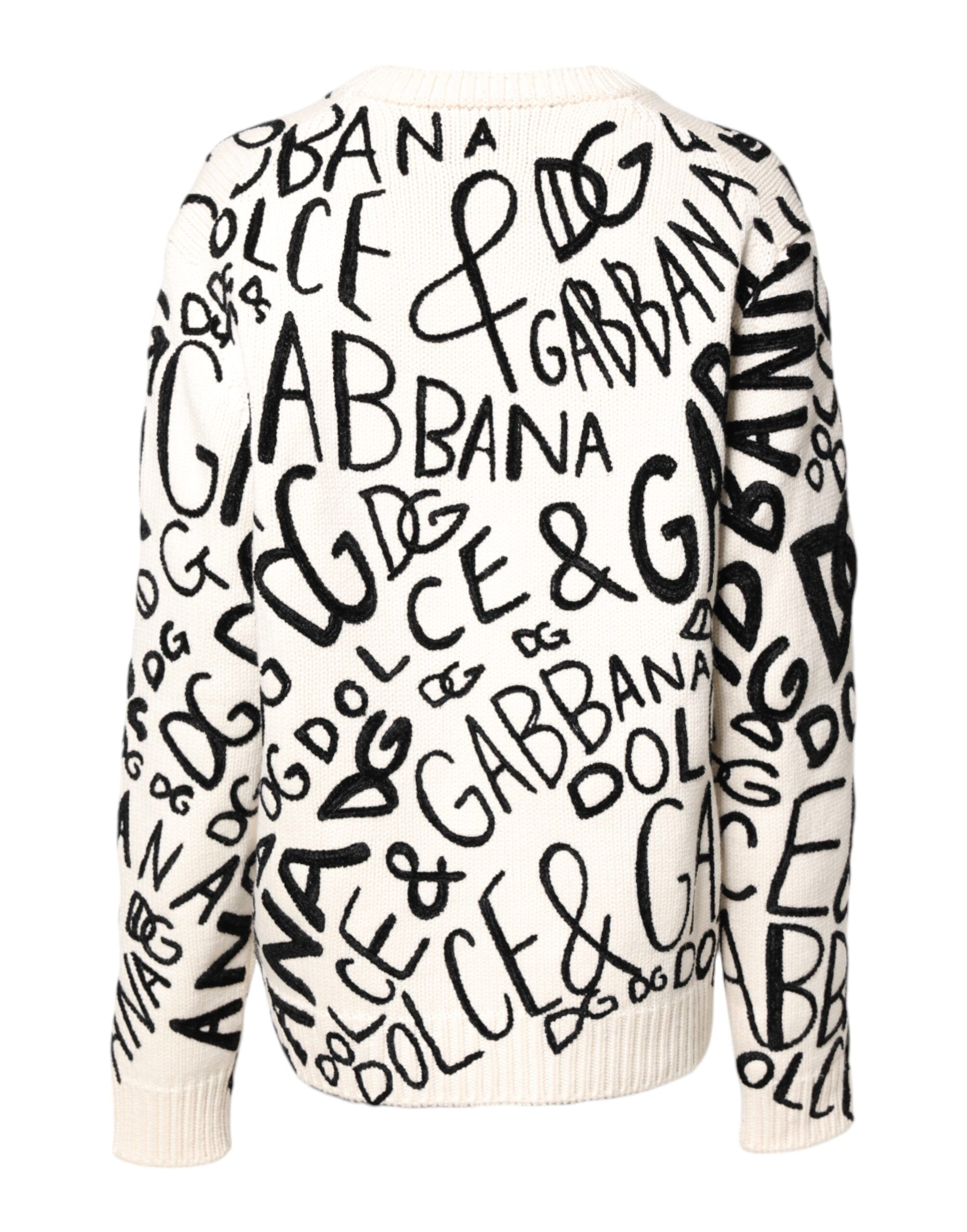 White Black Logo Print Women Pullover Women's Sweater - Dolce & Gabbana - Modalova