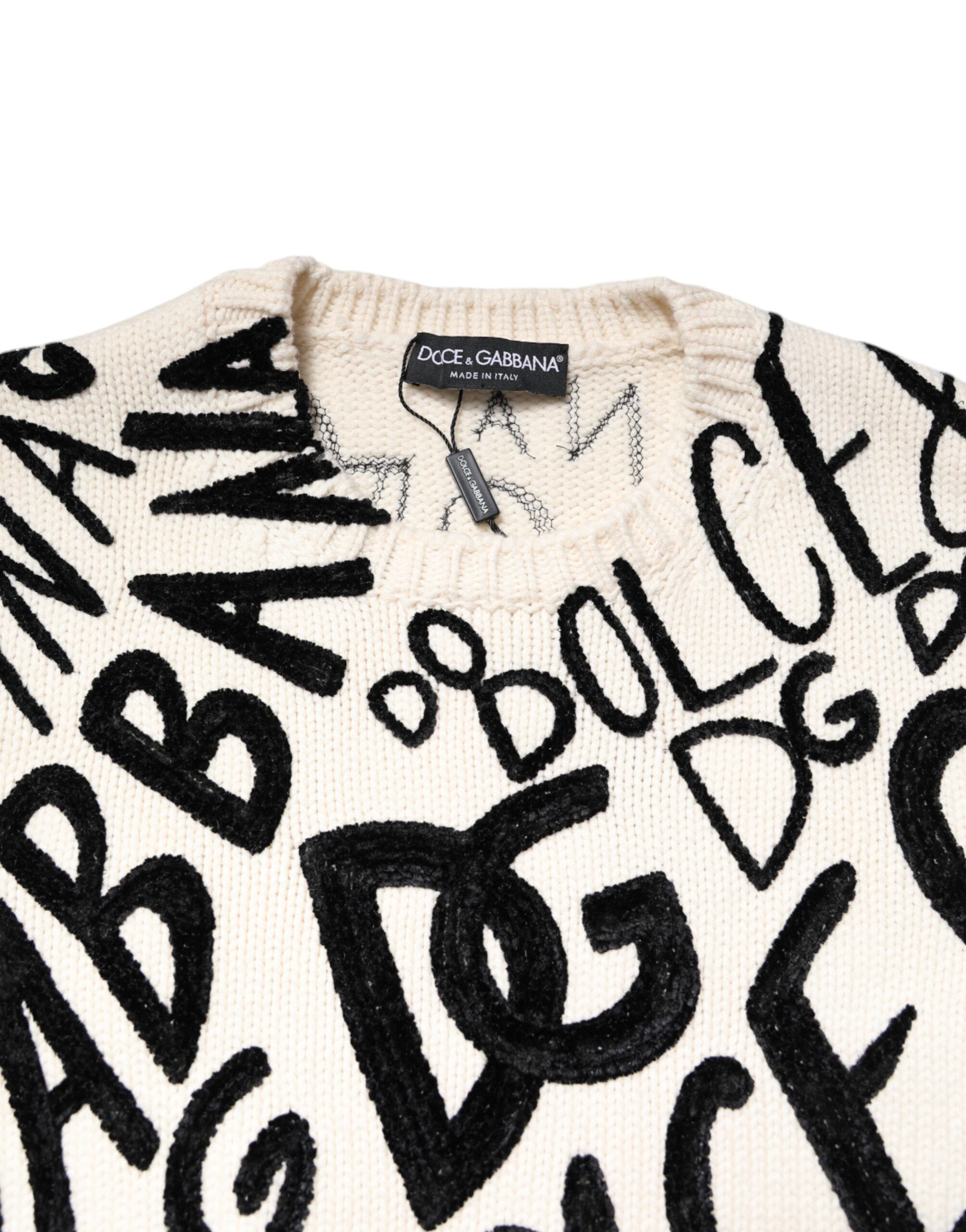 White Black Logo Print Women Pullover Women's Sweater - Dolce & Gabbana - Modalova