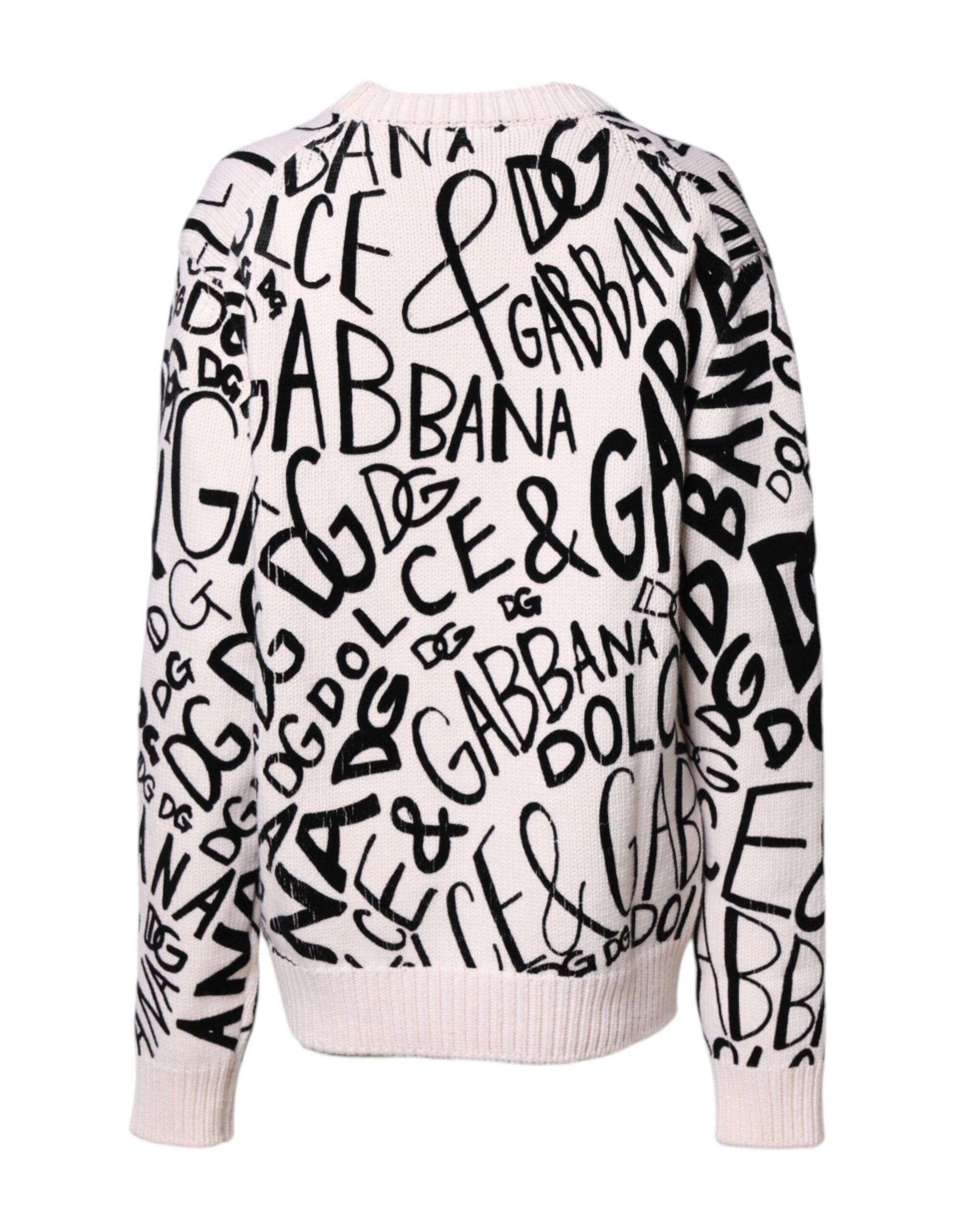 White Black Logo Print Women Pullover Women's Sweater - Dolce & Gabbana - Modalova