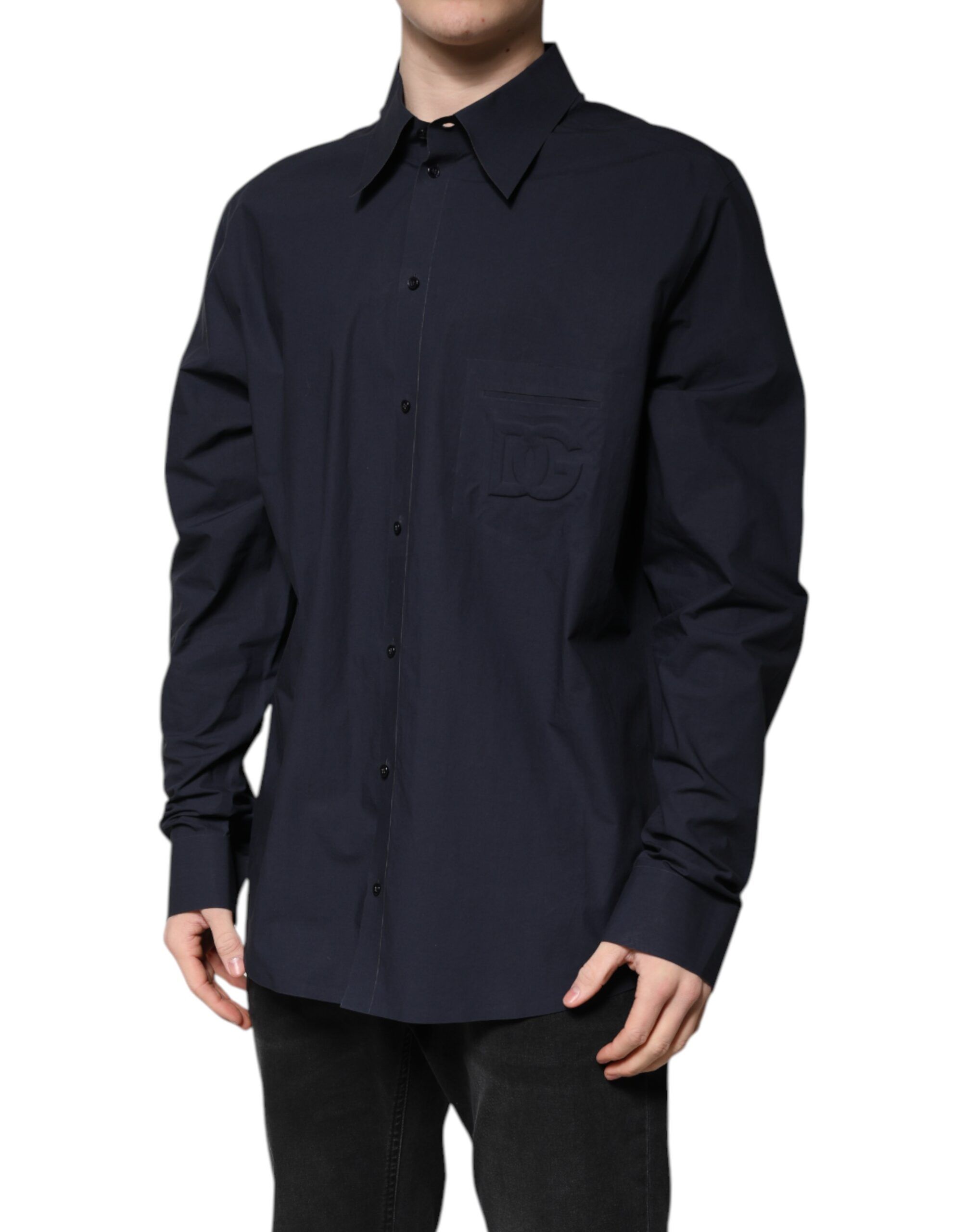 Dark Cotton Long Sleeve Men's Shirt - Dolce & Gabbana - Modalova