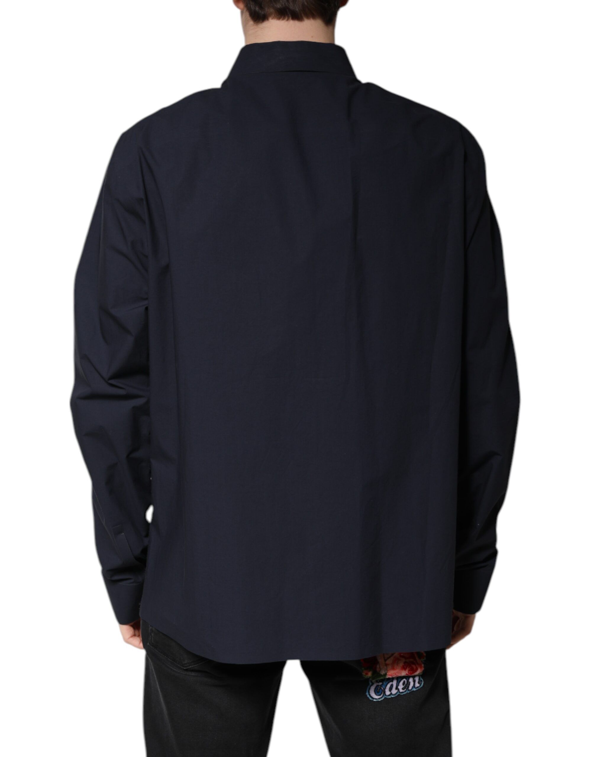 Dark Cotton Long Sleeve Men's Shirt - Dolce & Gabbana - Modalova