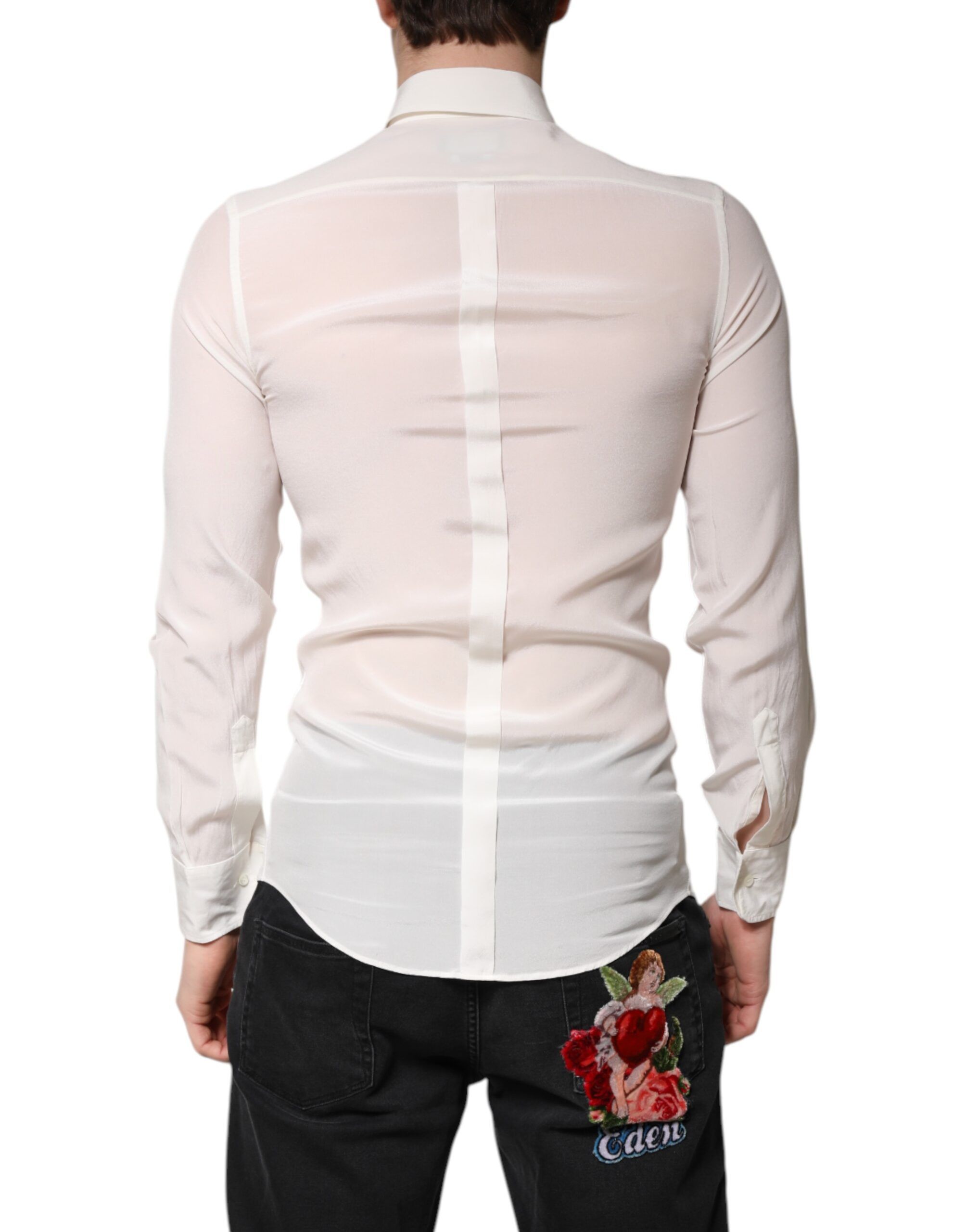 Silk GOLD Dress Formal Collared Men's Shirt (Pre-Owned) - Dolce & Gabbana - Modalova