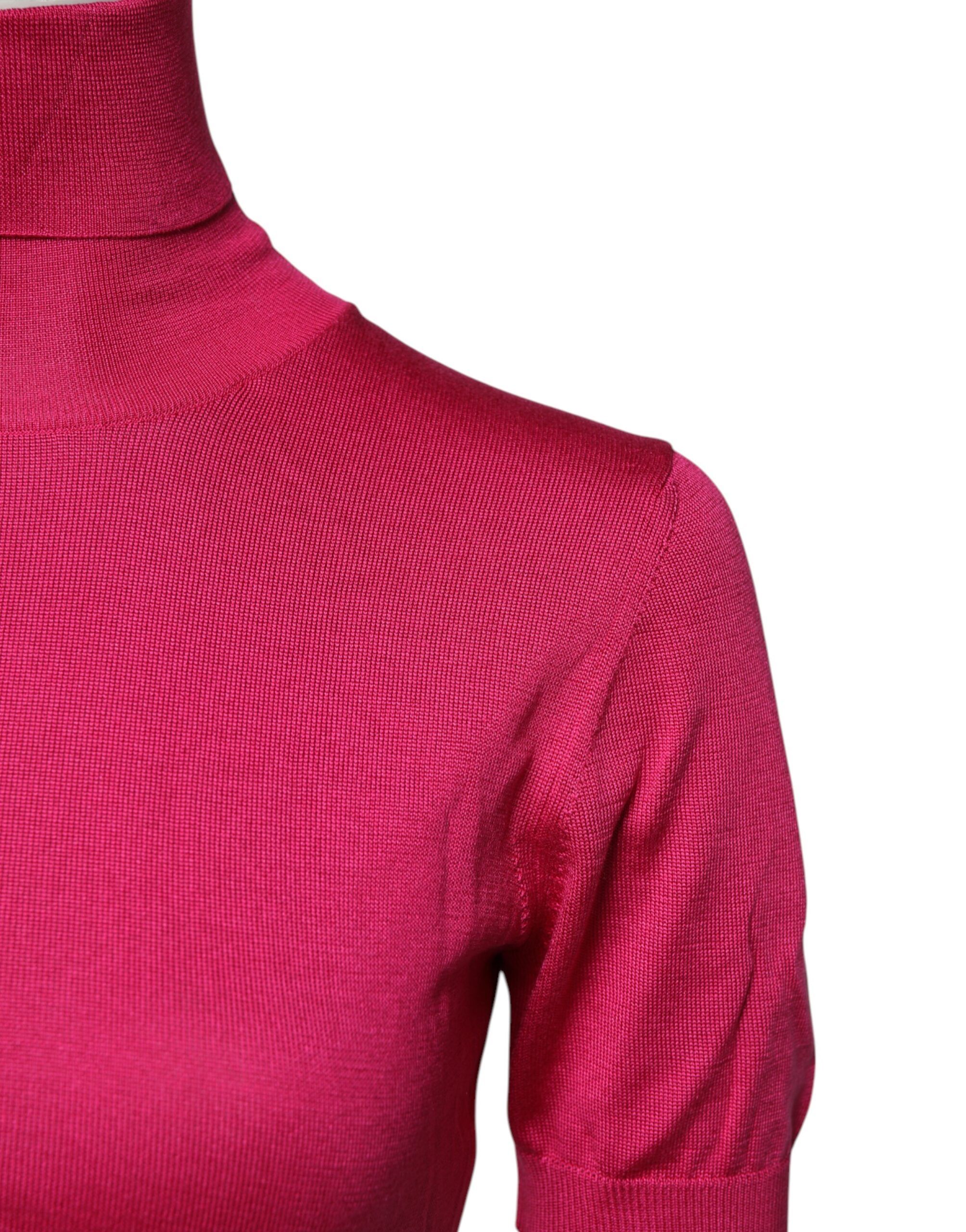 Silk Knitted Turtleneck Cropped Women's Top - Dolce & Gabbana - Modalova