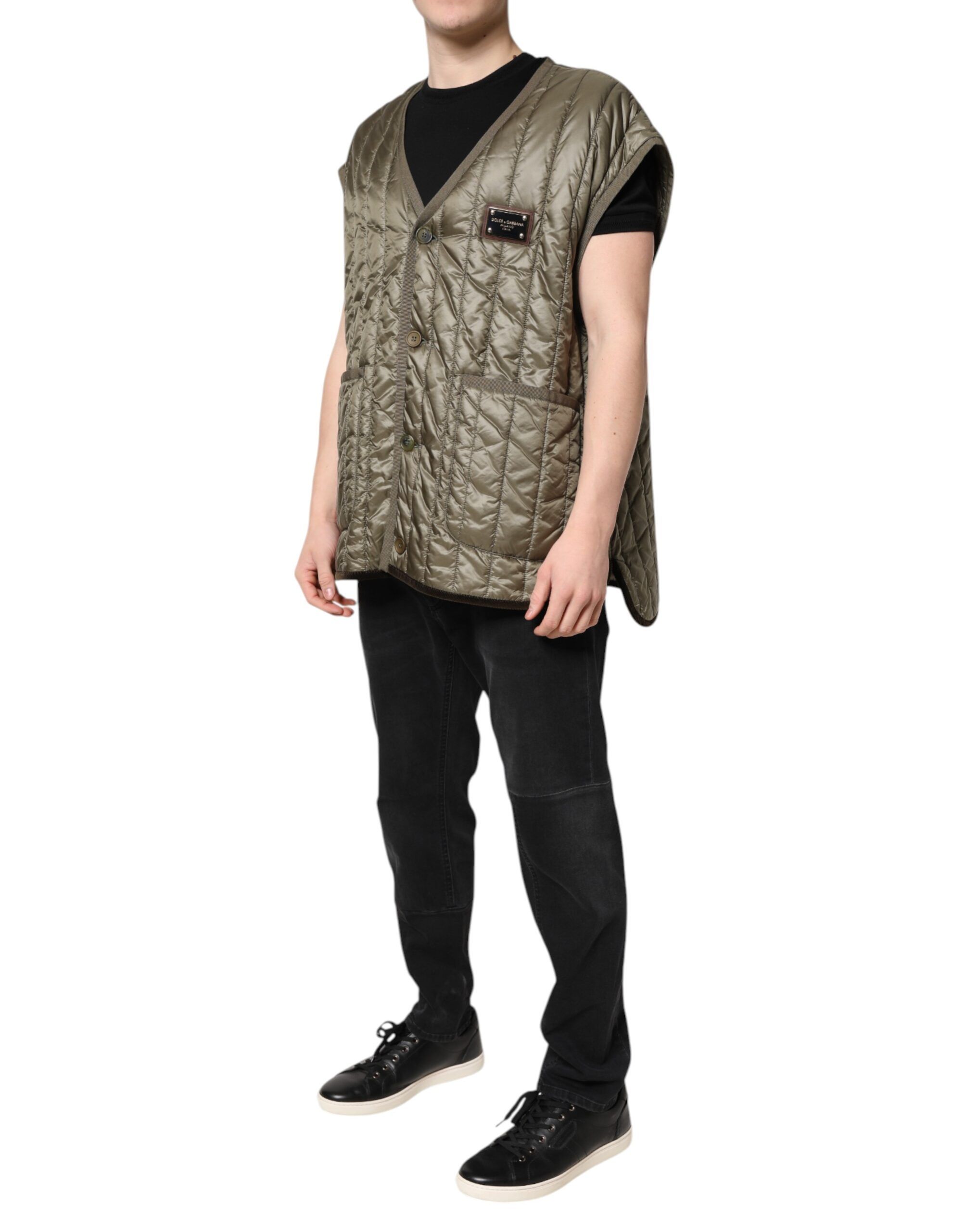 Logo Plaque Quilted Vest Men's Jacket - Dolce & Gabbana - Modalova