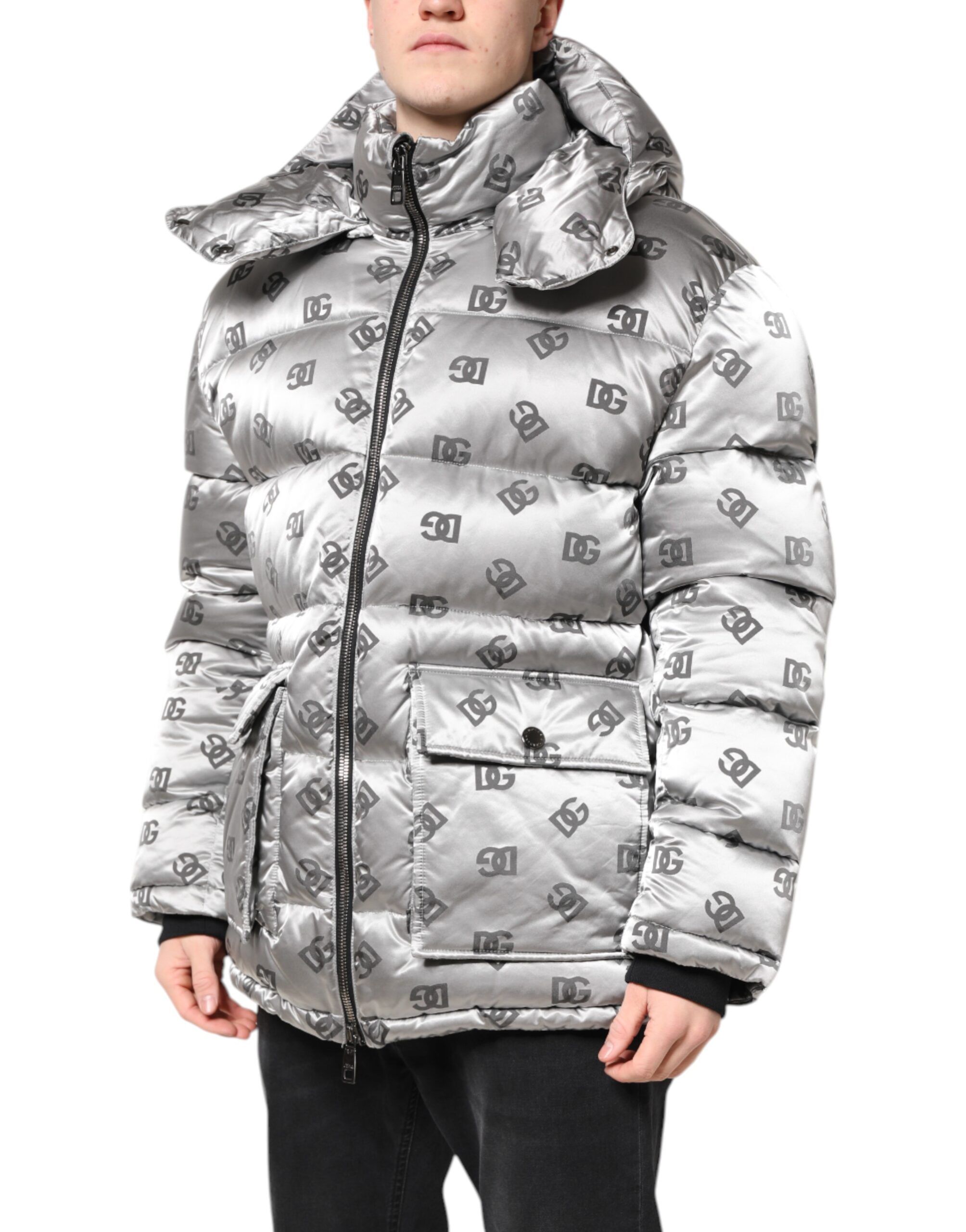 Logo Full Zip Hooded Quilted Men's Jacket (Pre-Owned) - Dolce & Gabbana - Modalova