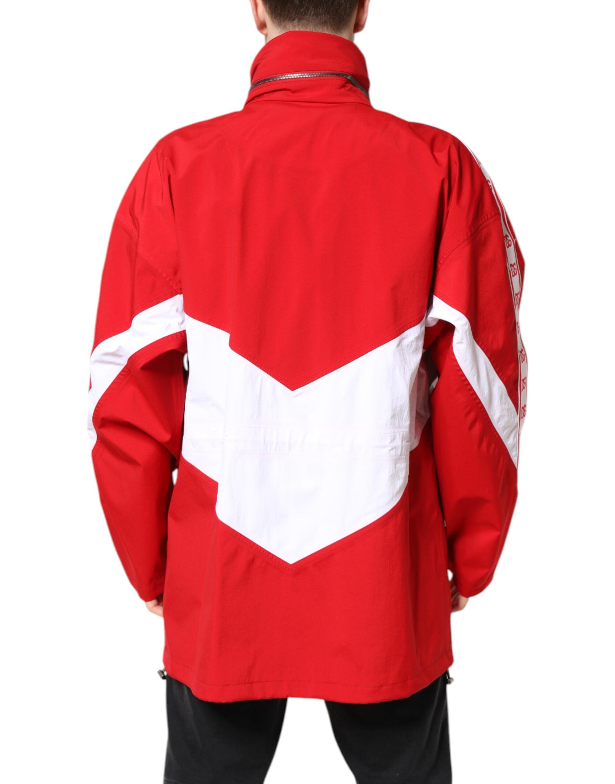 Red White Nylon Full Zip Windbreaker Men's Jacket (Pre-Owned) - Dolce & Gabbana - Modalova