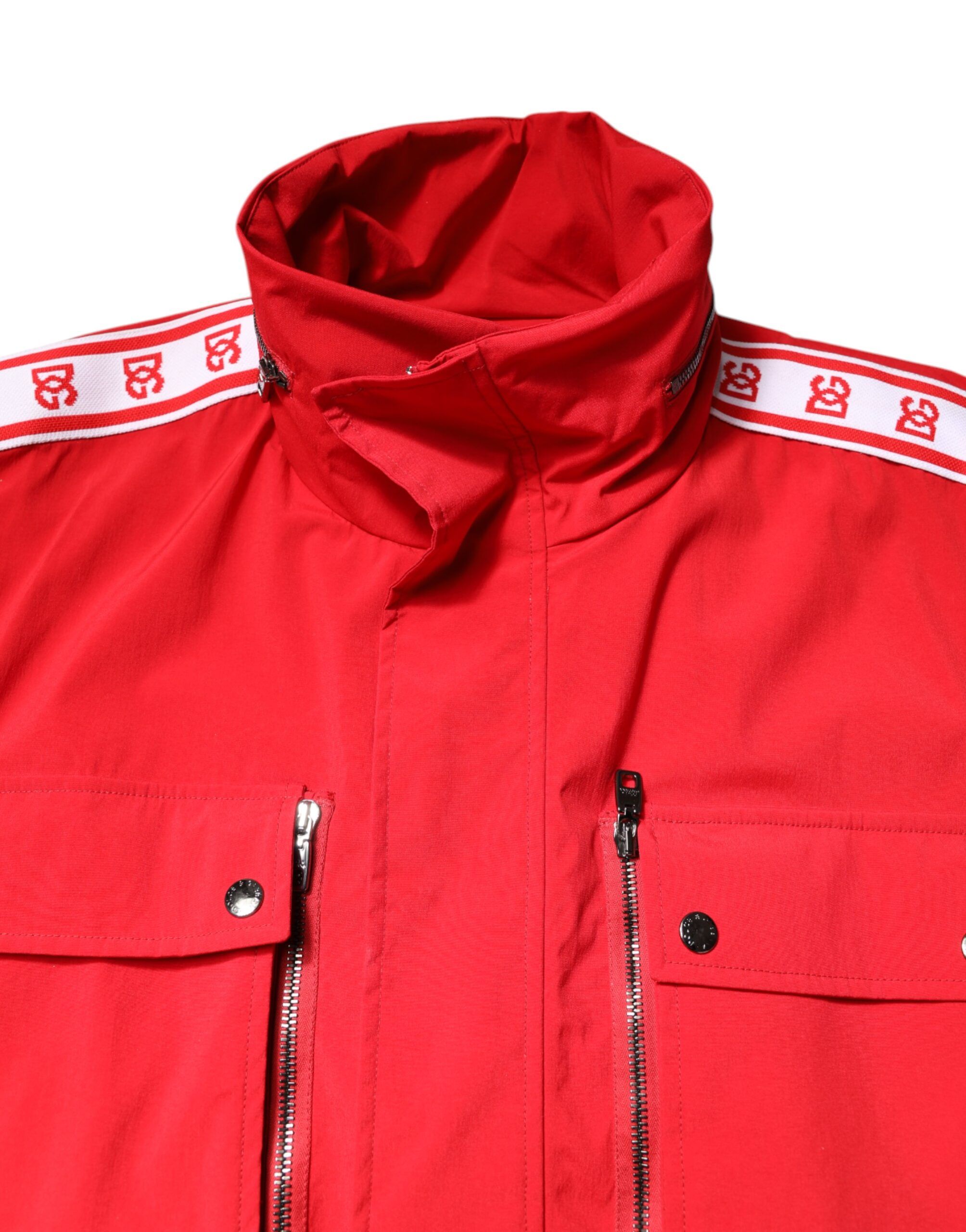 Red White Nylon Full Zip Windbreaker Men's Jacket (Pre-Owned) - Dolce & Gabbana - Modalova