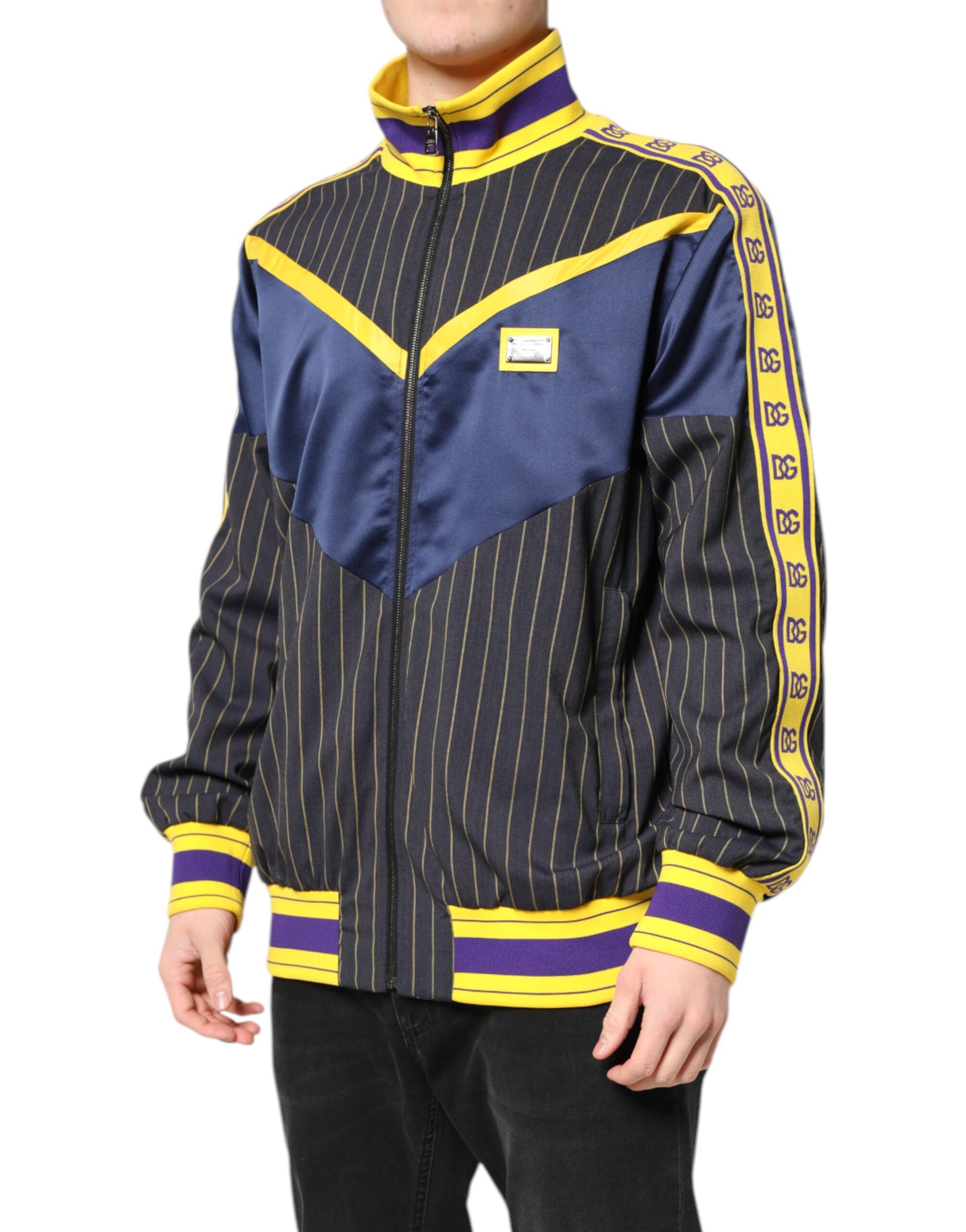 Striped Logo Full Zip Bomber Men's Jacket - Dolce & Gabbana - Modalova