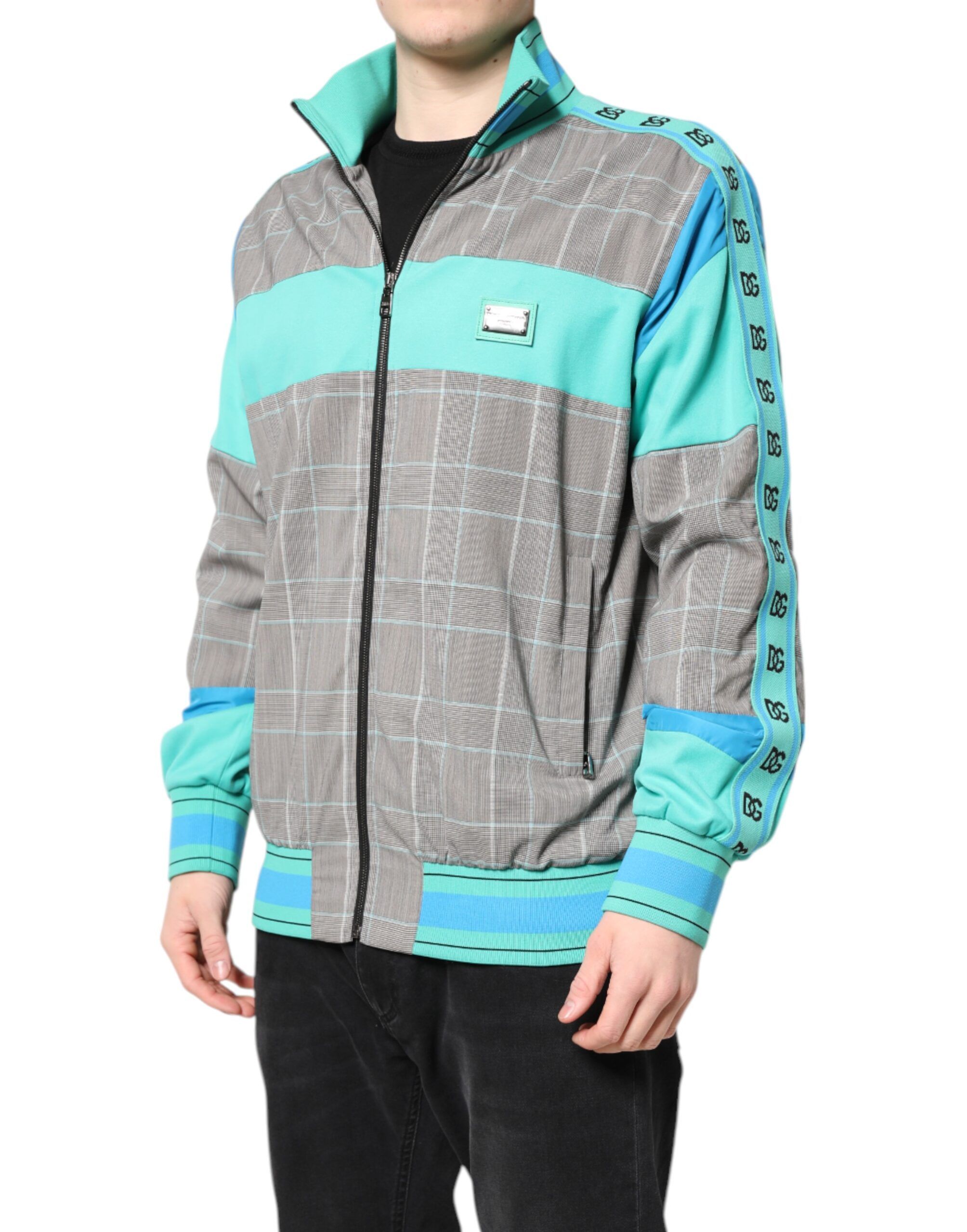 Plaid Full Zip Windbreaker Men's Jacket (Pre-Owned) - Dolce & Gabbana - Modalova
