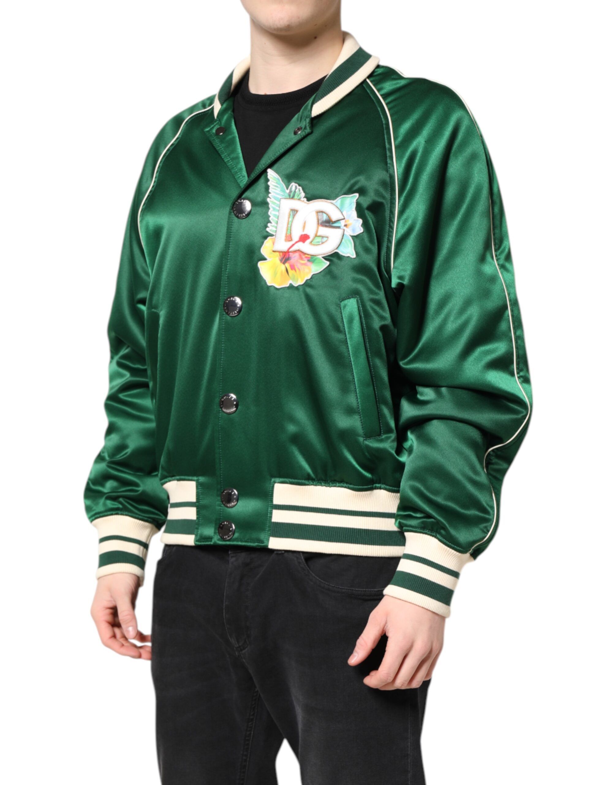 Floral DG Logo Full Zip Bomber Men's Jacket (Pre-Owned) - Dolce & Gabbana - Modalova