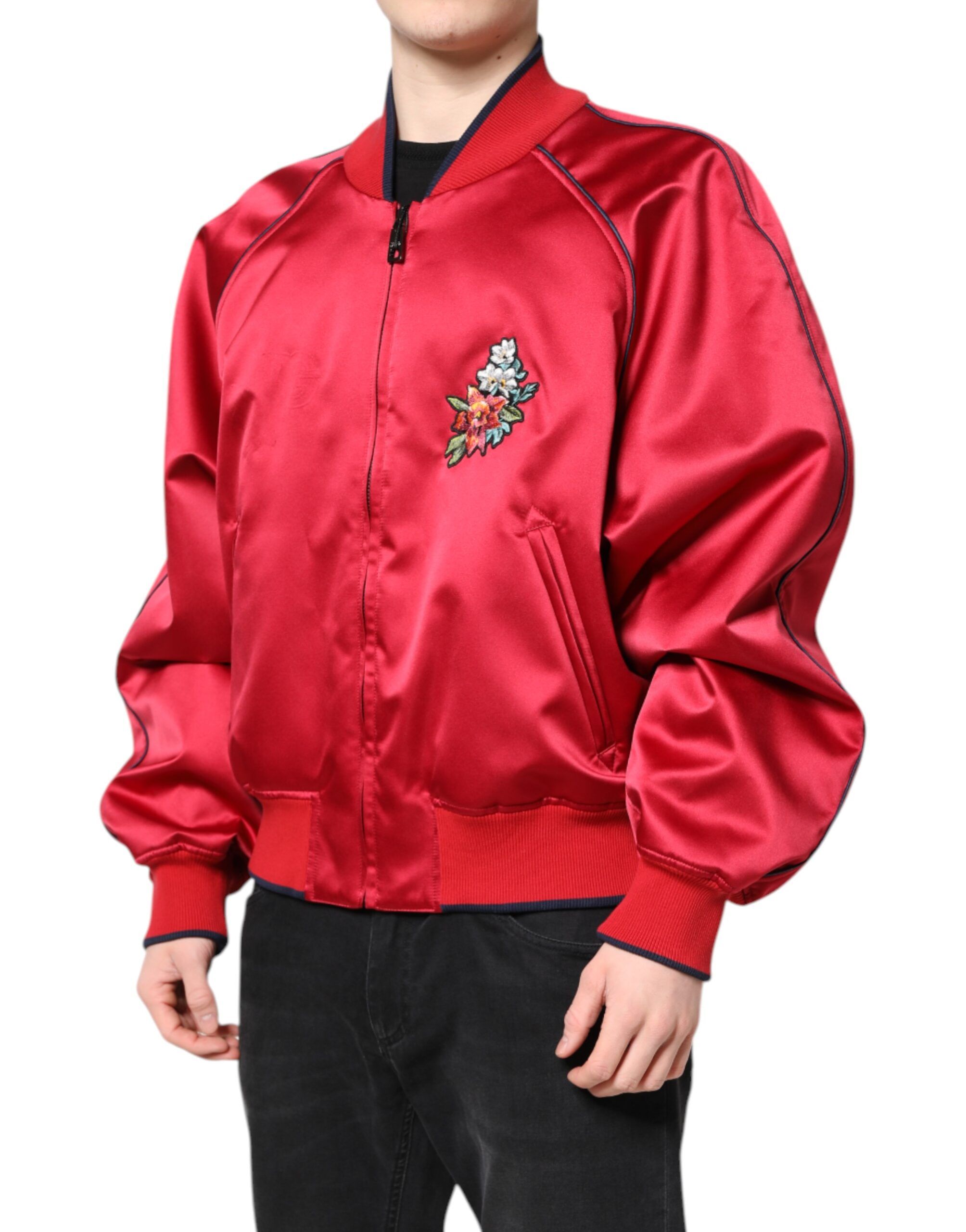 Floral Patch Full Zip Men Bomber Men's Jacket (Pre-Owned) - Dolce & Gabbana - Modalova