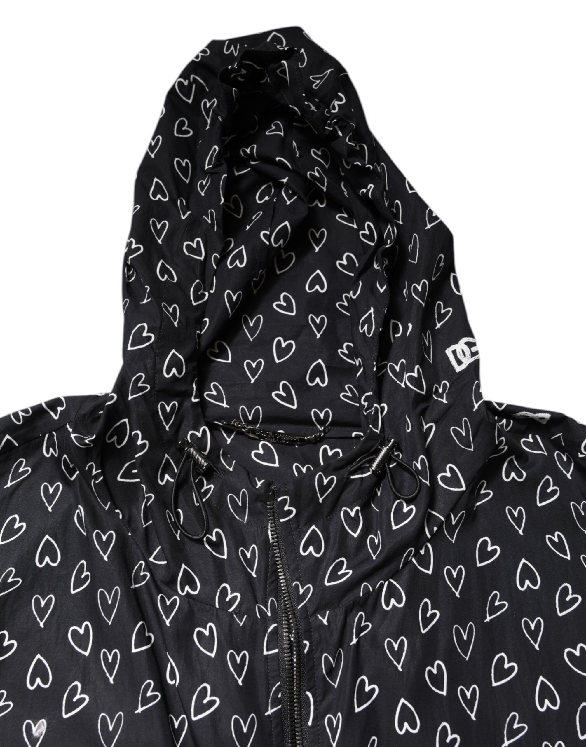 Heart Print Hooded Windbreaker Men's Jacket - Dolce & Gabbana - Modalova