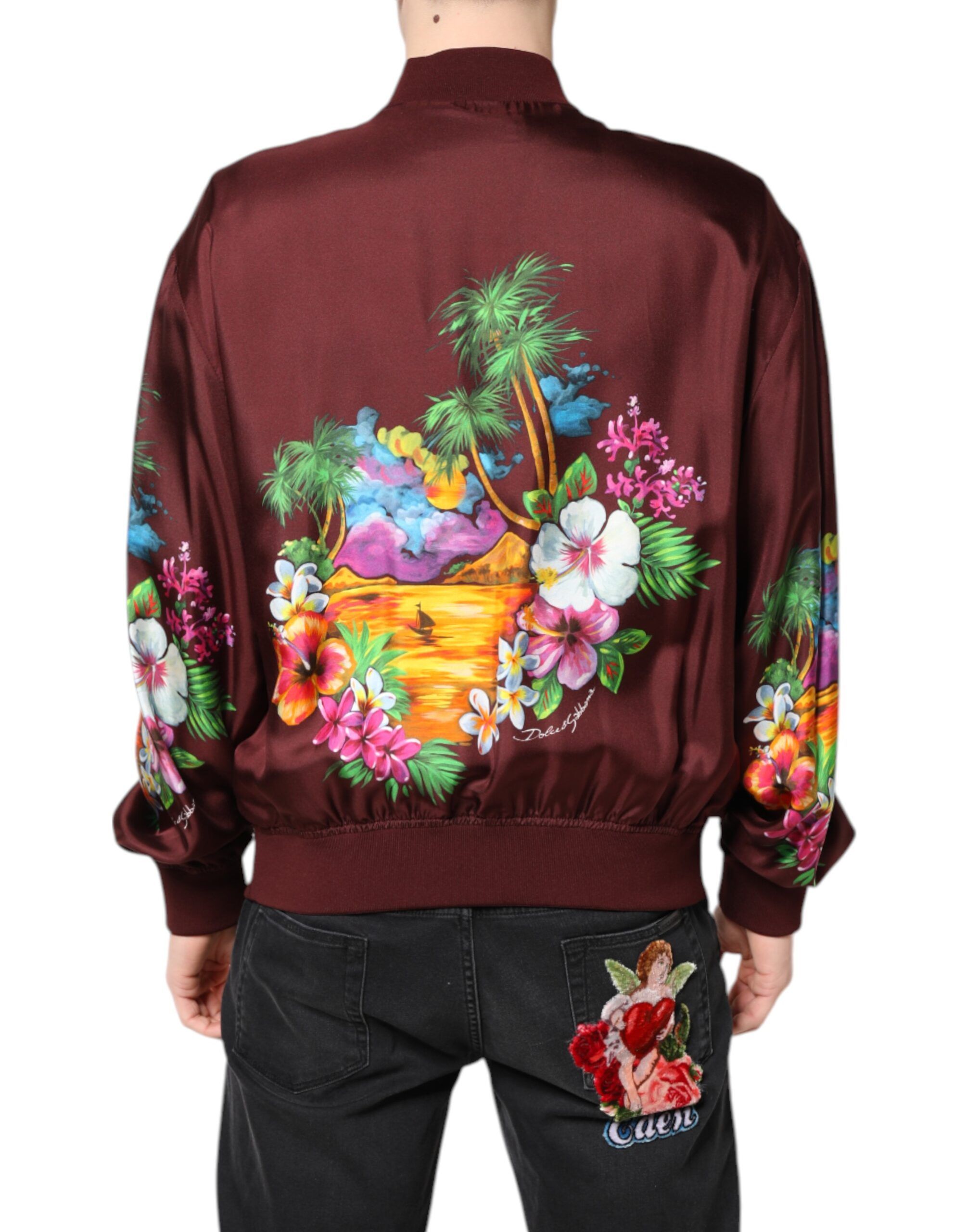 Floral Print Full Zip Bomber Men's Jacket - Dolce & Gabbana - Modalova