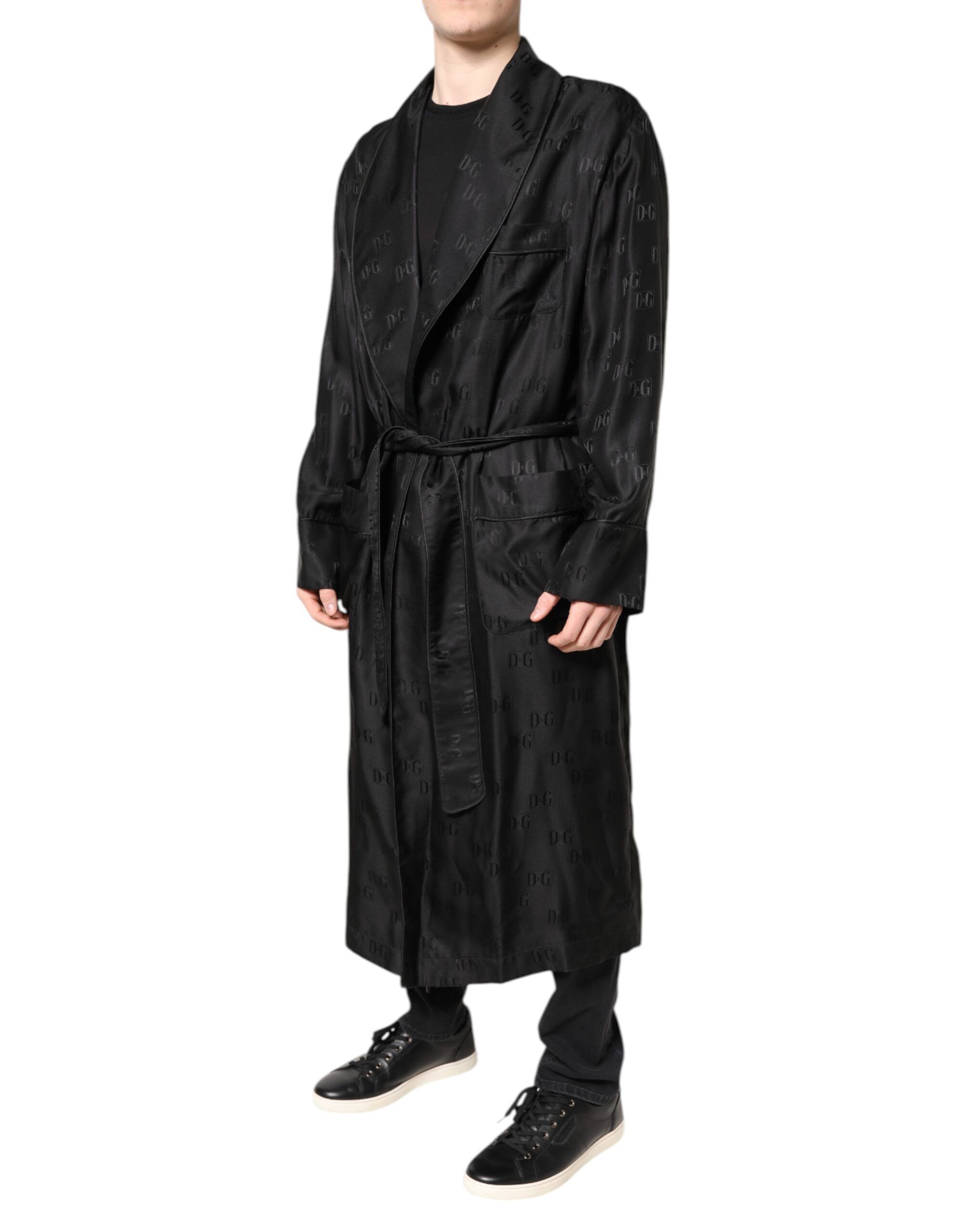 Silk DG Logo Men Wrap Robe Coat Men's Jacket - Dolce & Gabbana - Modalova