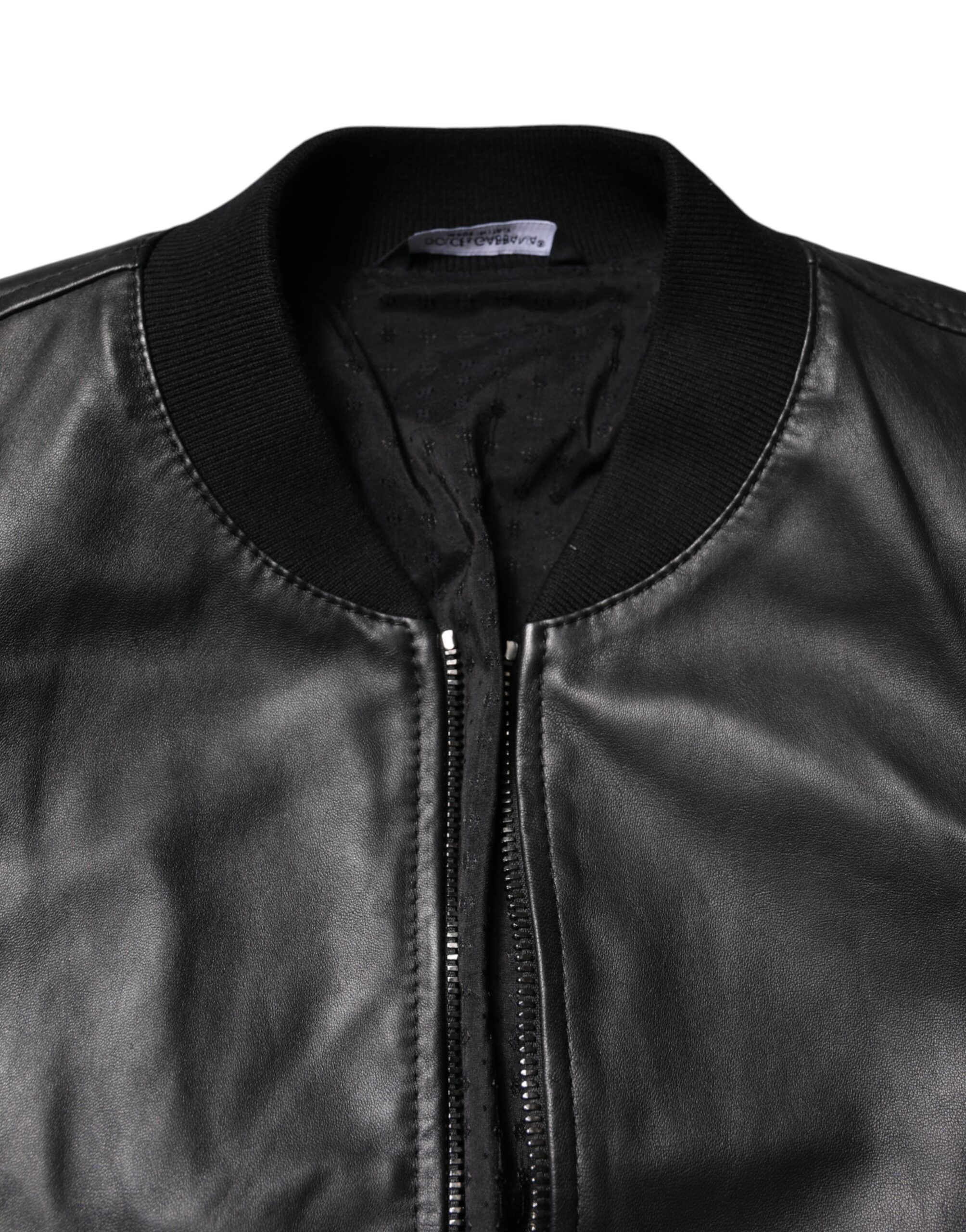 Lambskin Leather Full Zip Biker Men's Jacket (Pre-Owned) - Dolce & Gabbana - Modalova