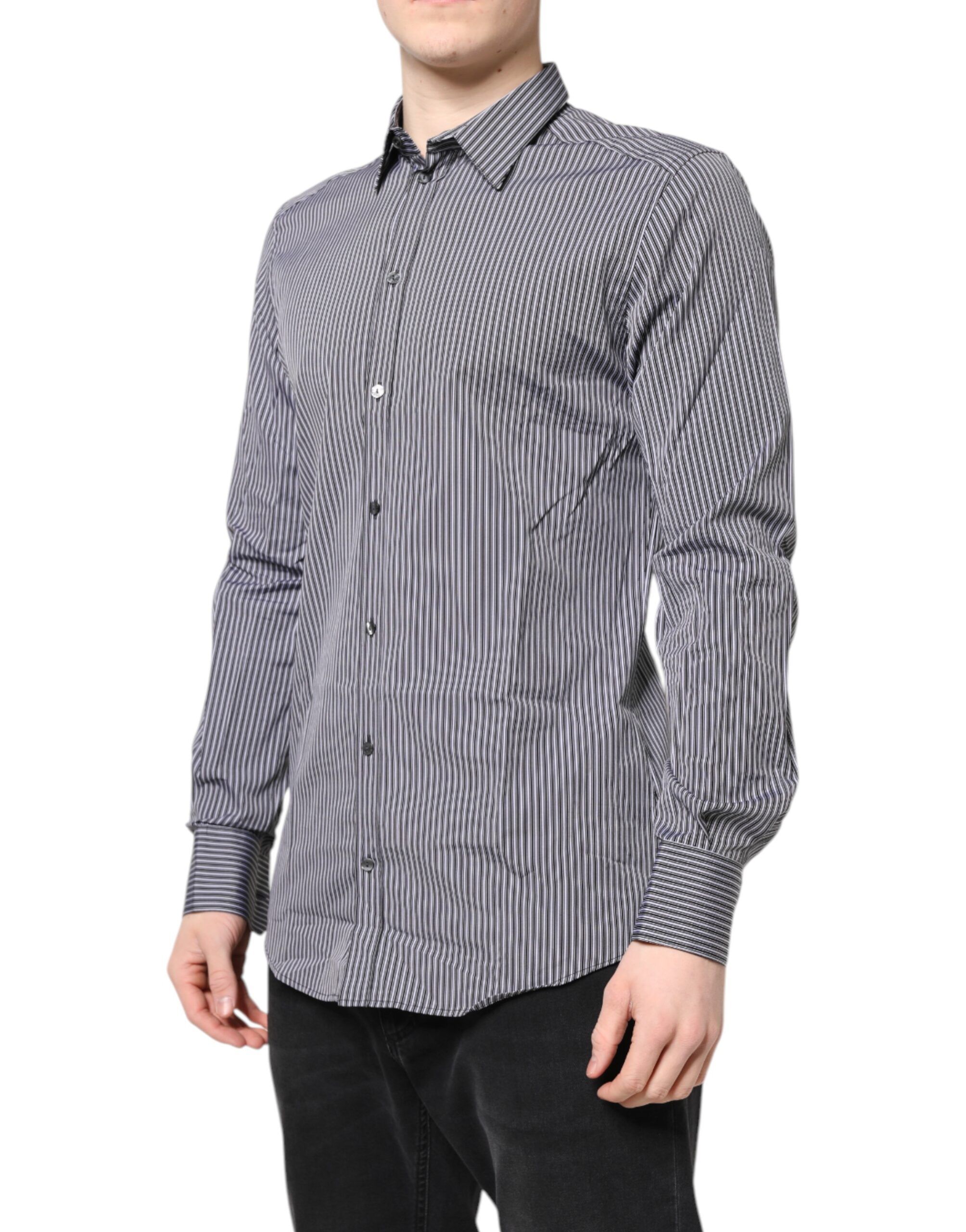 Black White Striped GOLD Formal Dress Men's Shirt - Dolce & Gabbana - Modalova