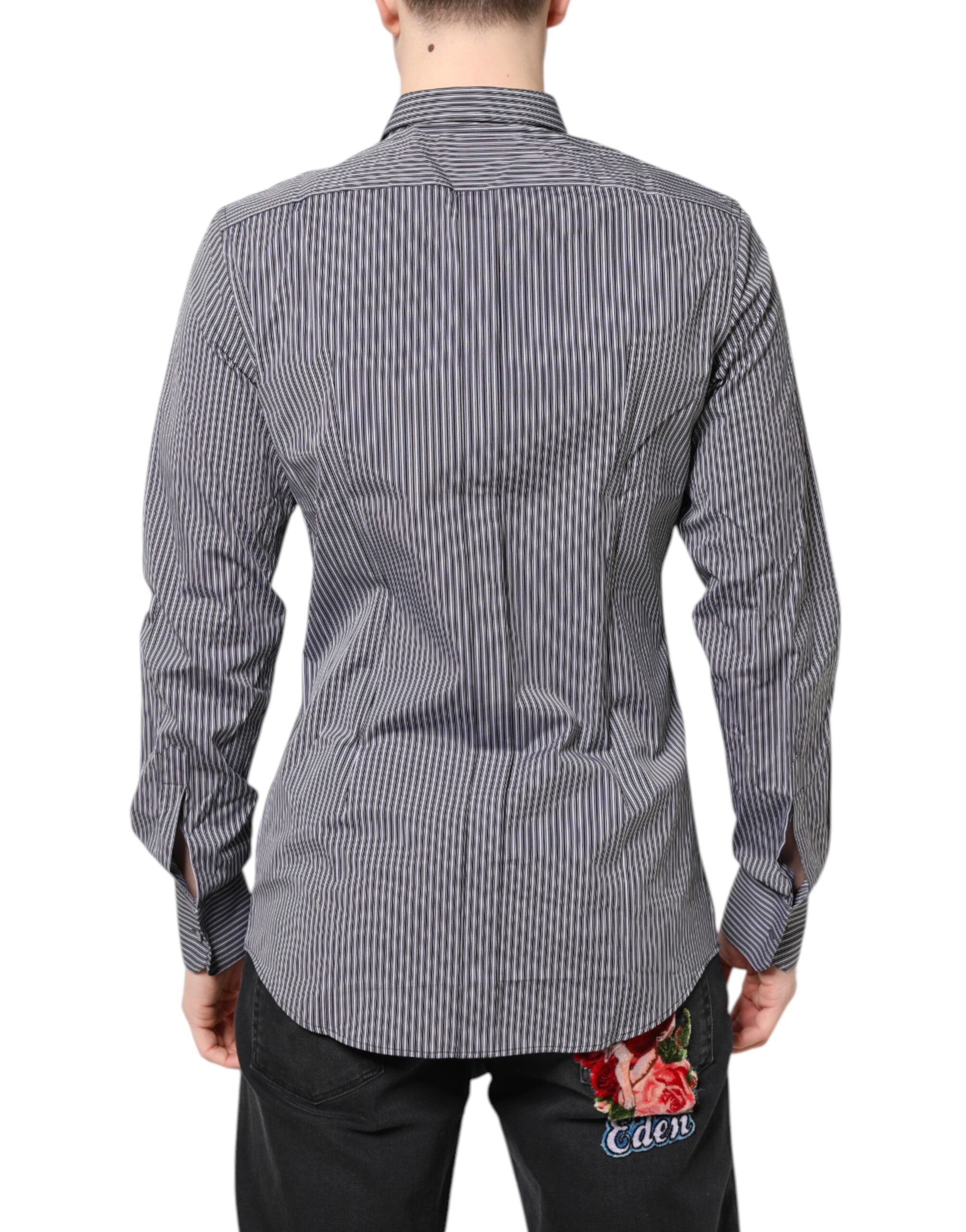 Black White Striped GOLD Formal Dress Men's Shirt - Dolce & Gabbana - Modalova