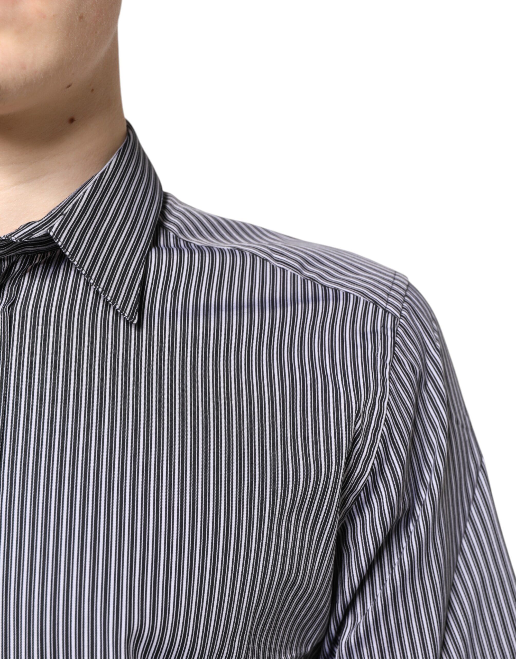 Black White Striped GOLD Formal Dress Men's Shirt - Dolce & Gabbana - Modalova