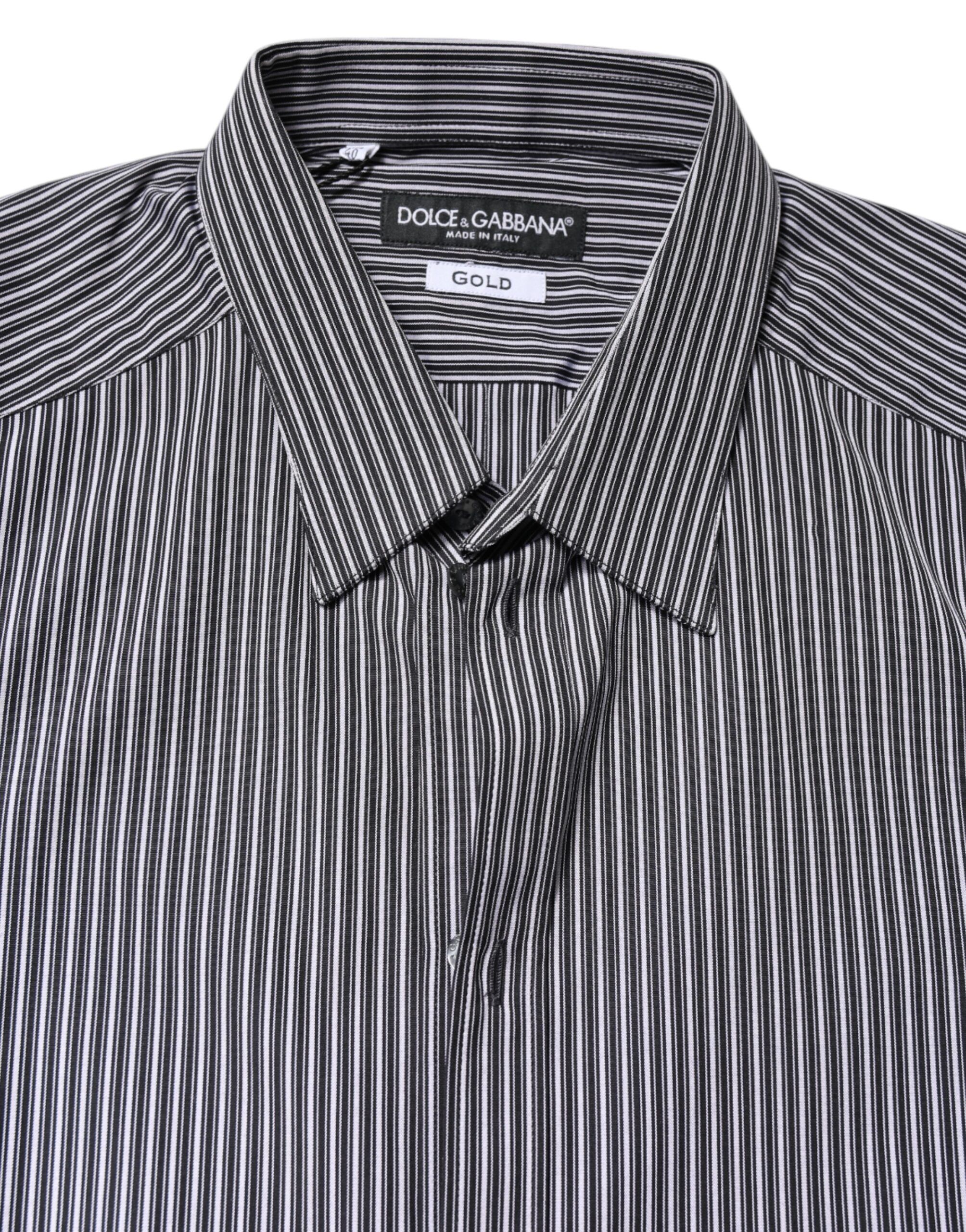 Black White Striped GOLD Formal Dress Men's Shirt - Dolce & Gabbana - Modalova