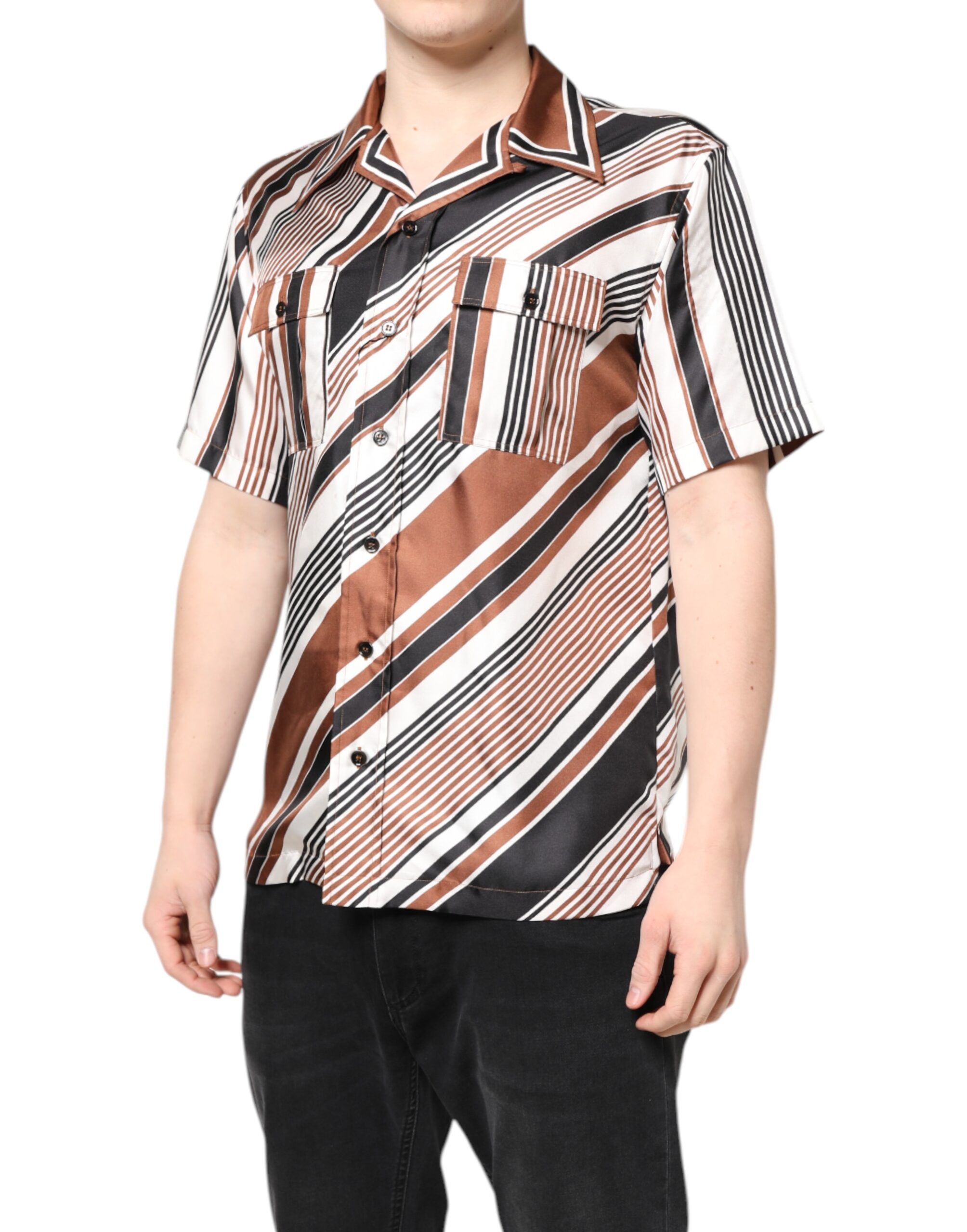 Striped Silk Short Sleeves Men's Shirt (Pre-Owned) - Dolce & Gabbana - Modalova