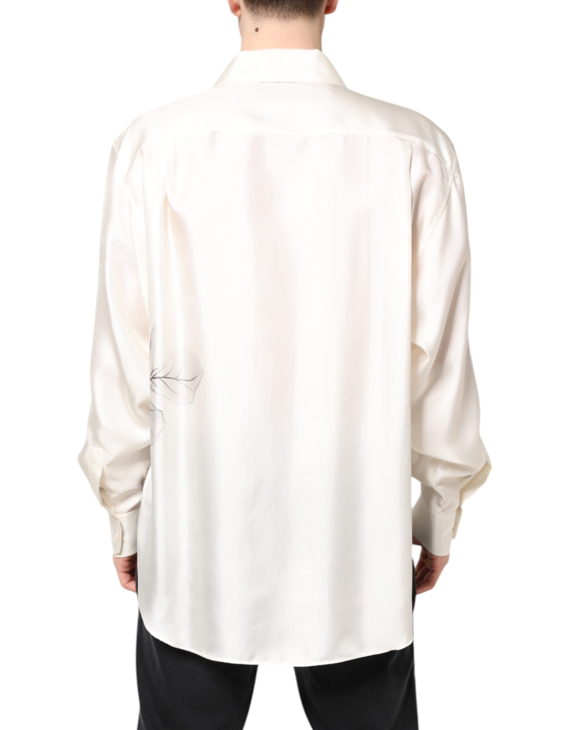 Ivory Silk Long Sleeves Men Casual Men's Shirt - Dolce & Gabbana - Modalova
