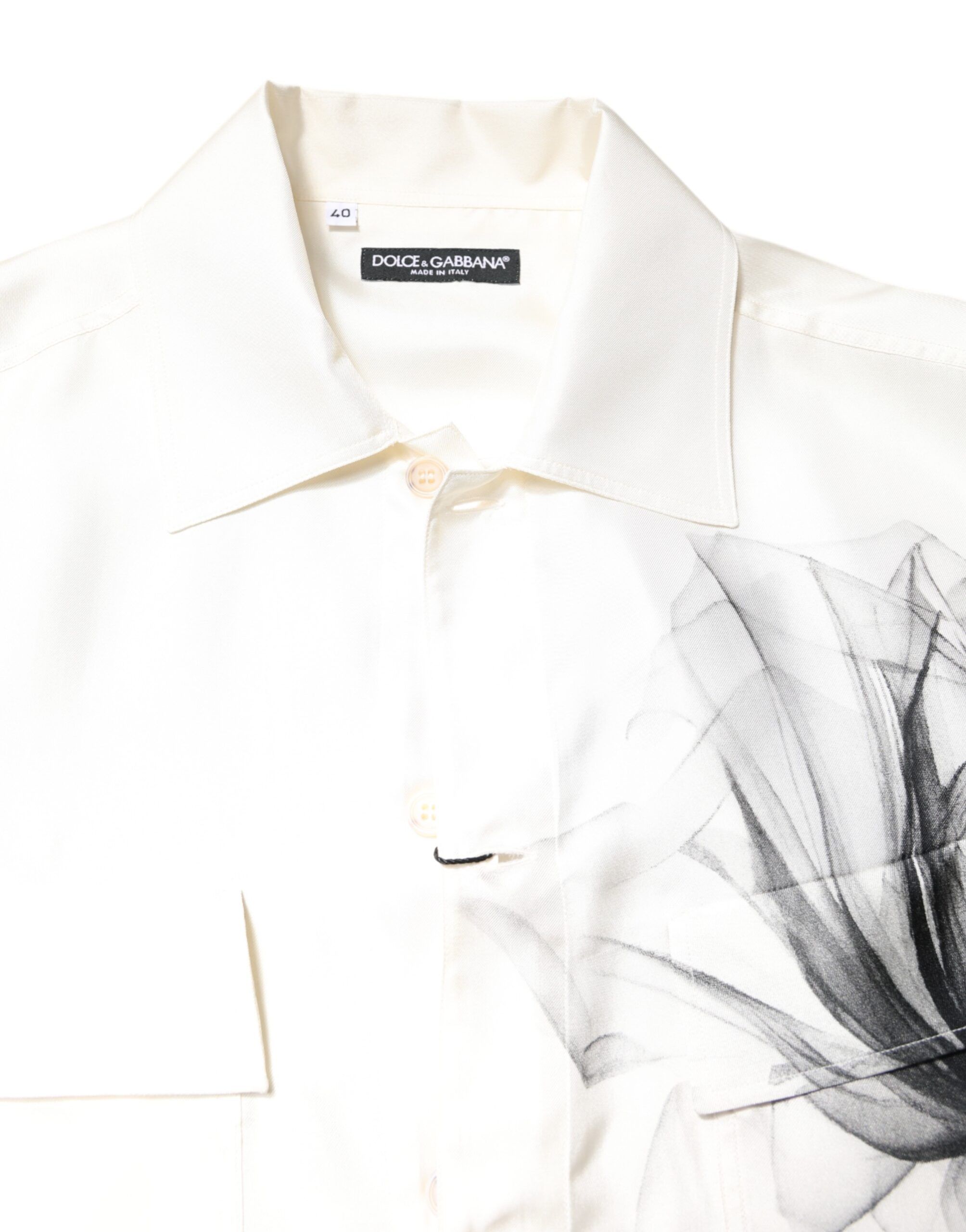 Ivory Silk Long Sleeves Men Casual Men's Shirt - Dolce & Gabbana - Modalova