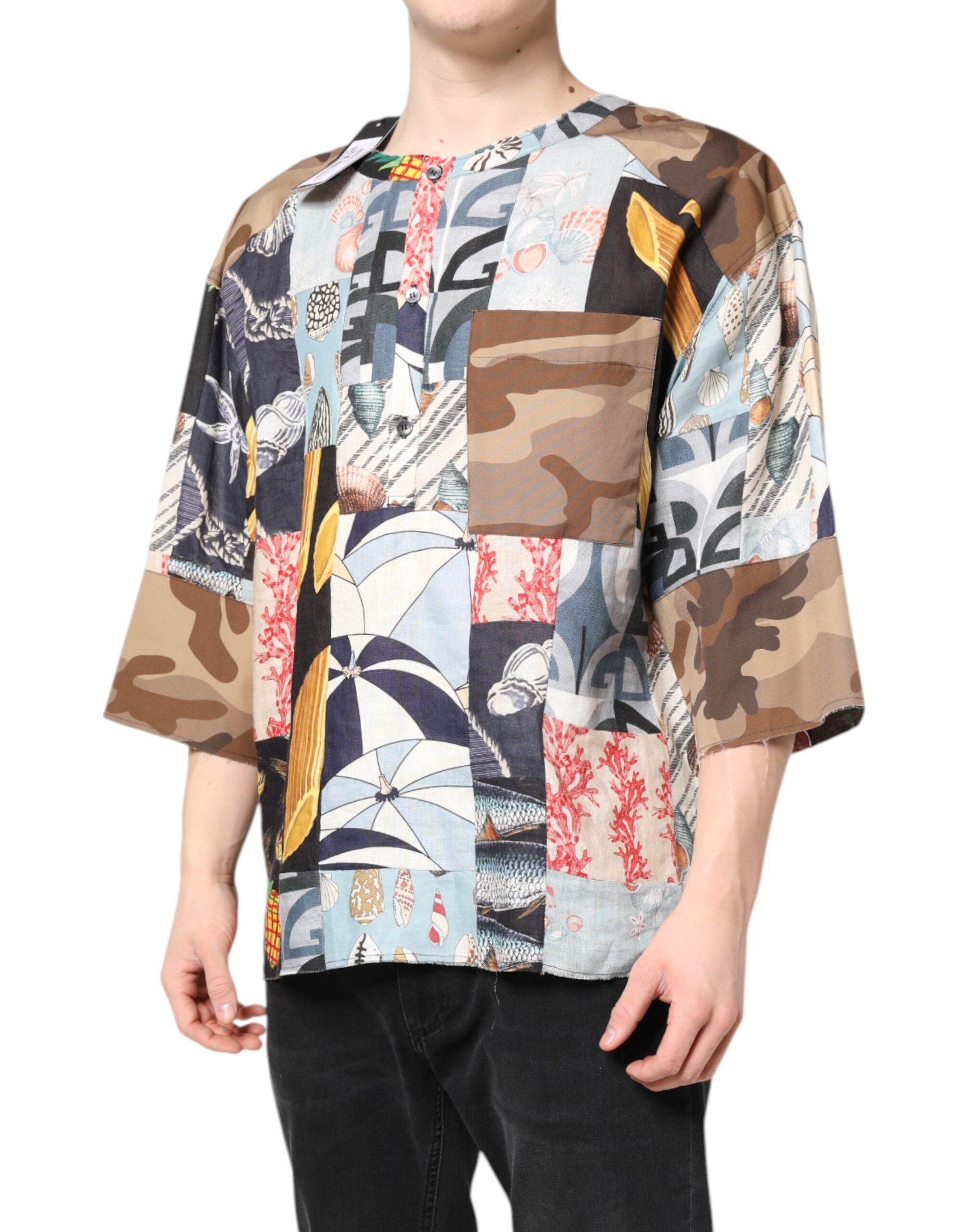 Patchwork Short Sleeves Men's Shirt - Dolce & Gabbana - Modalova