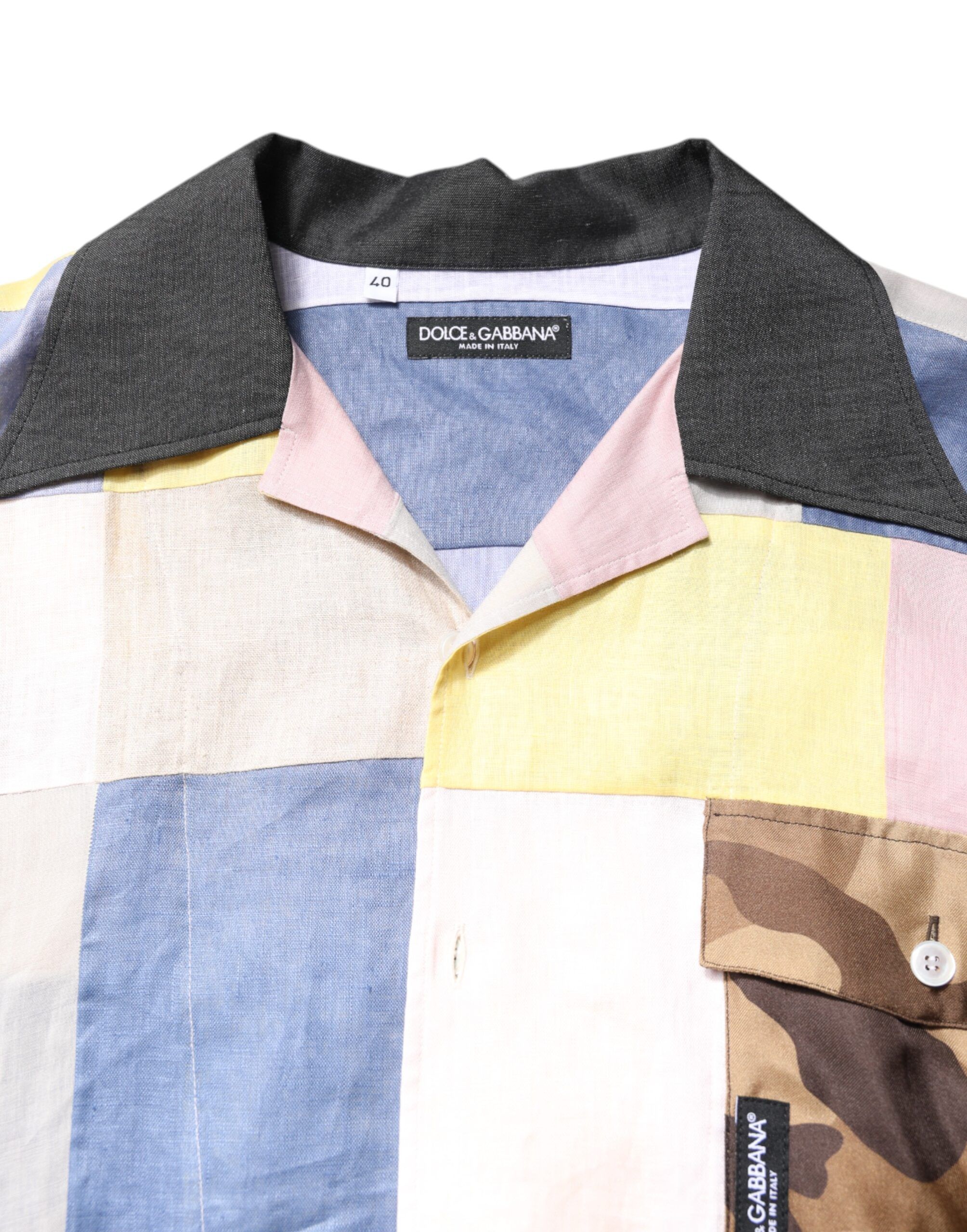Patchwork Short Sleeve Men's Shirt - Dolce & Gabbana - Modalova