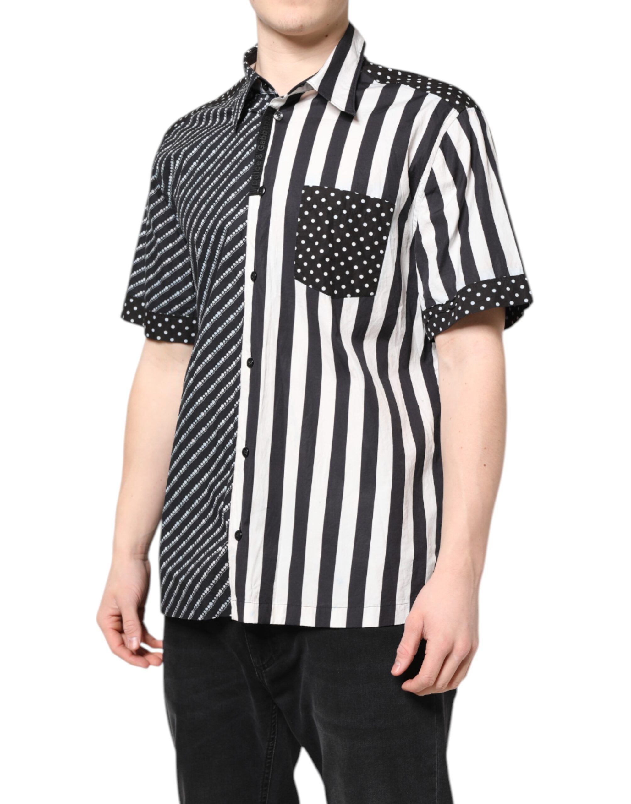 Black White Stripe Button Down Casual Men's Shirt (Pre-Owned) - Dolce & Gabbana - Modalova