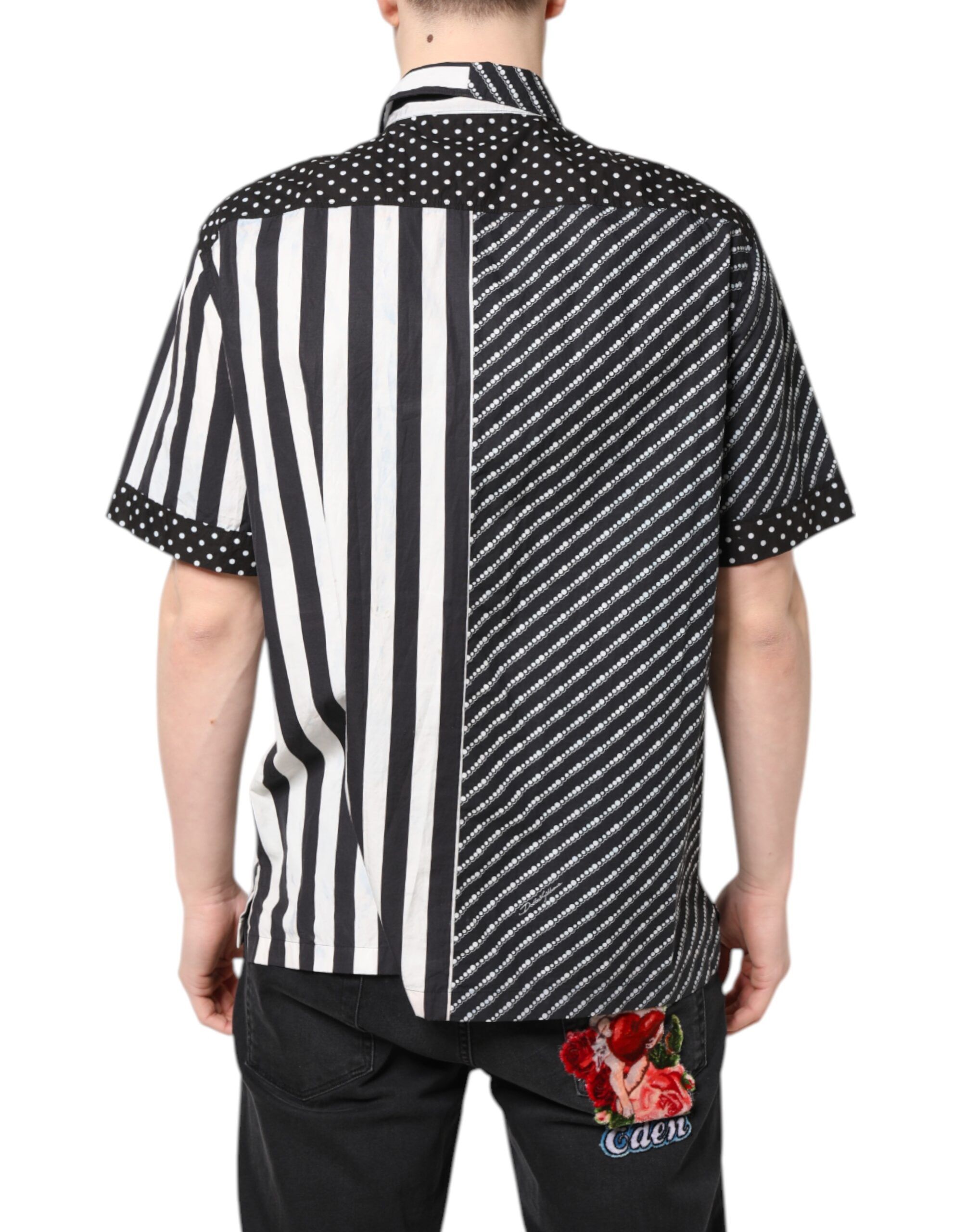 Black White Stripe Button Down Casual Men's Shirt (Pre-Owned) - Dolce & Gabbana - Modalova