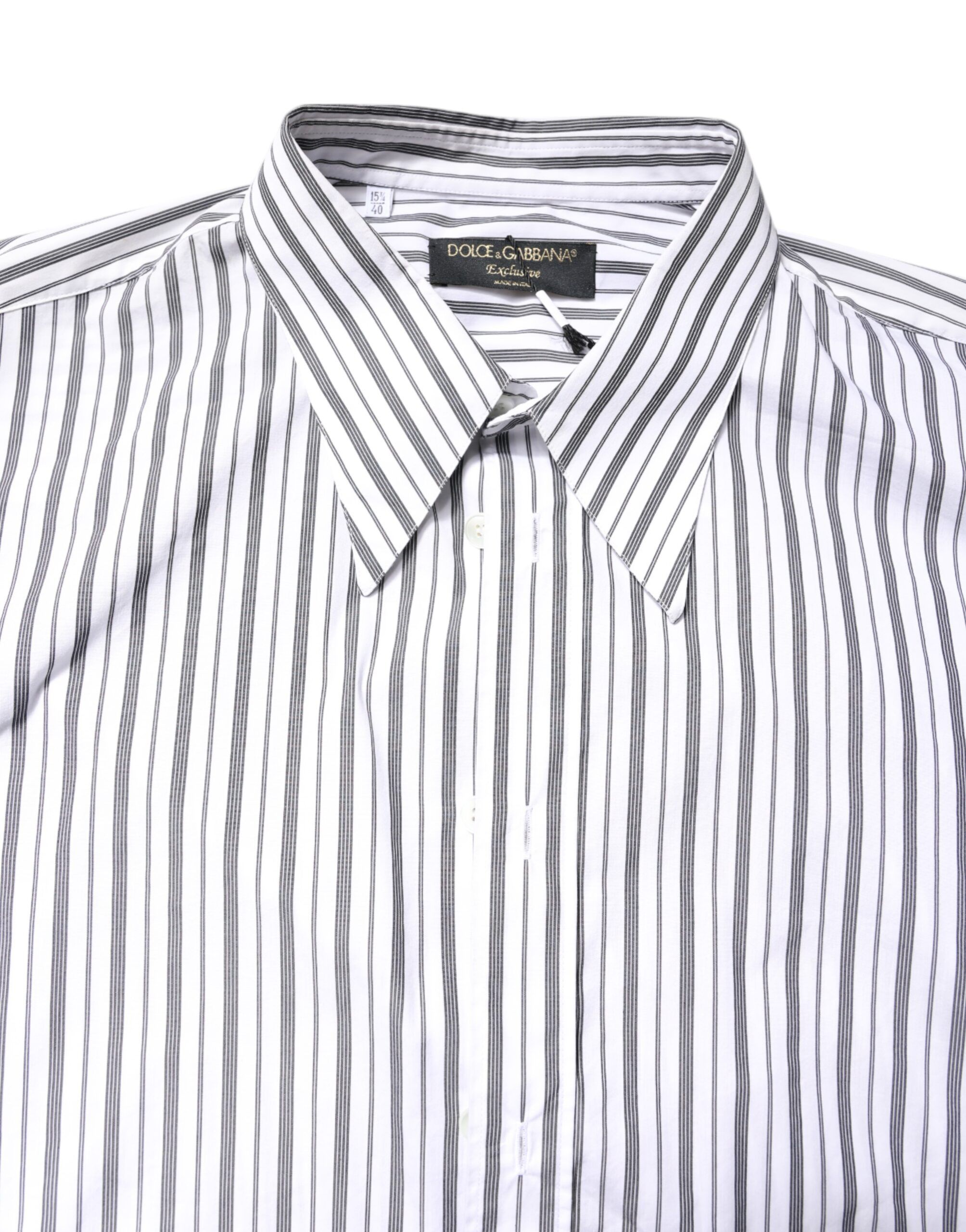 White Black Stripe Button Down Casual Men's Shirt - Dolce & Gabbana - Modalova