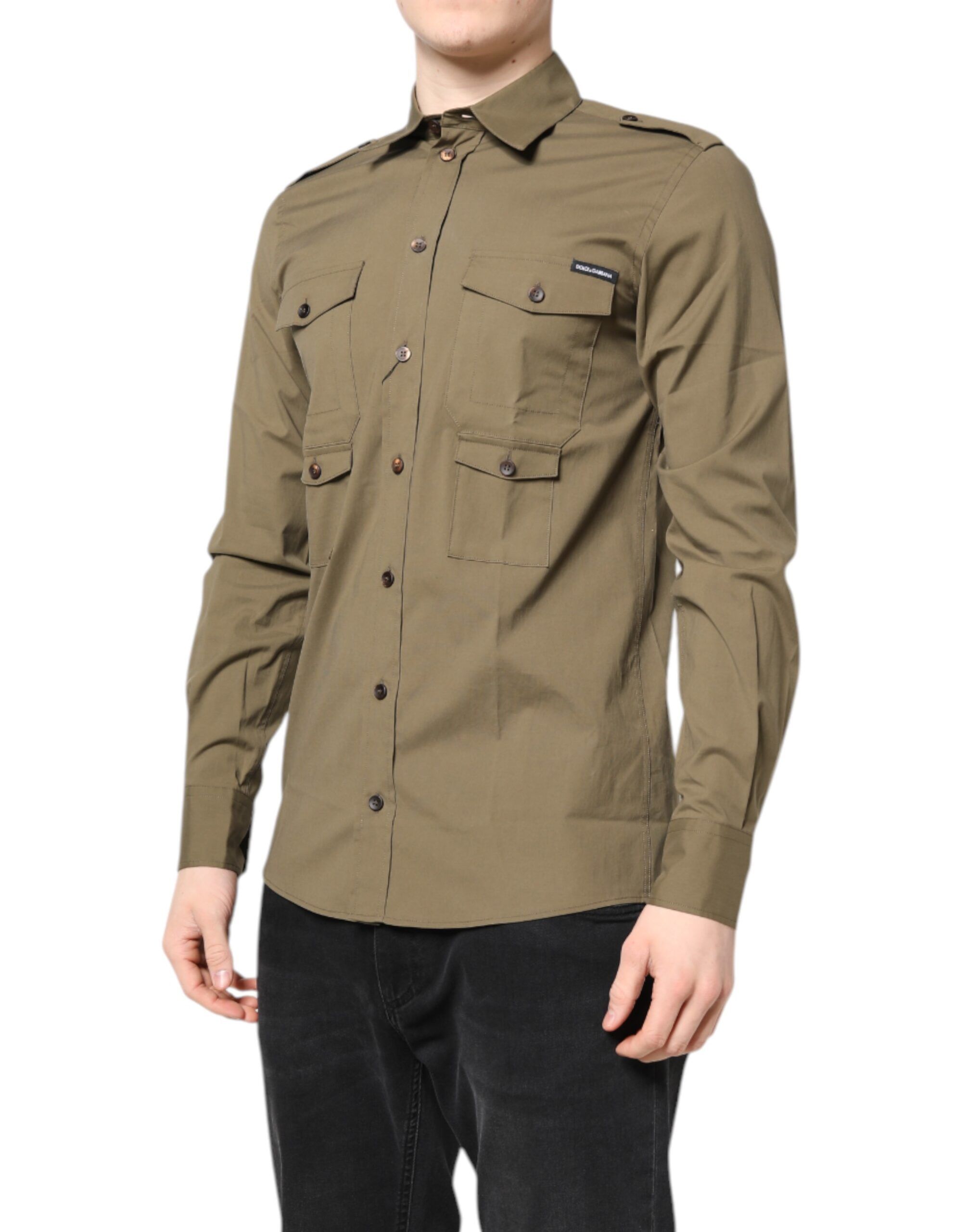 Cotton Stretch Casual Long Sleeves Men's Shirt - Dolce & Gabbana - Modalova