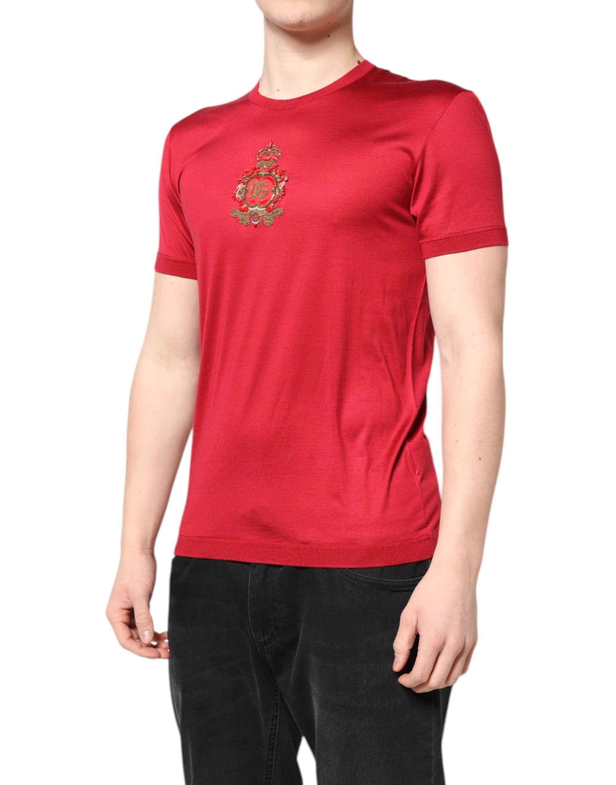 Silk DG Crown Logo Short Sleeve Men's T-shirt (Pre-Owned) - Dolce & Gabbana - Modalova