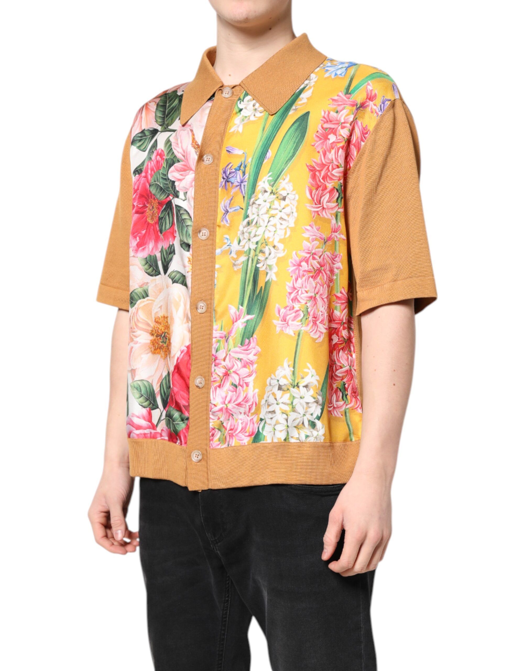 Floral Collared Short Sleeve Men's T-shirt - Dolce & Gabbana - Modalova