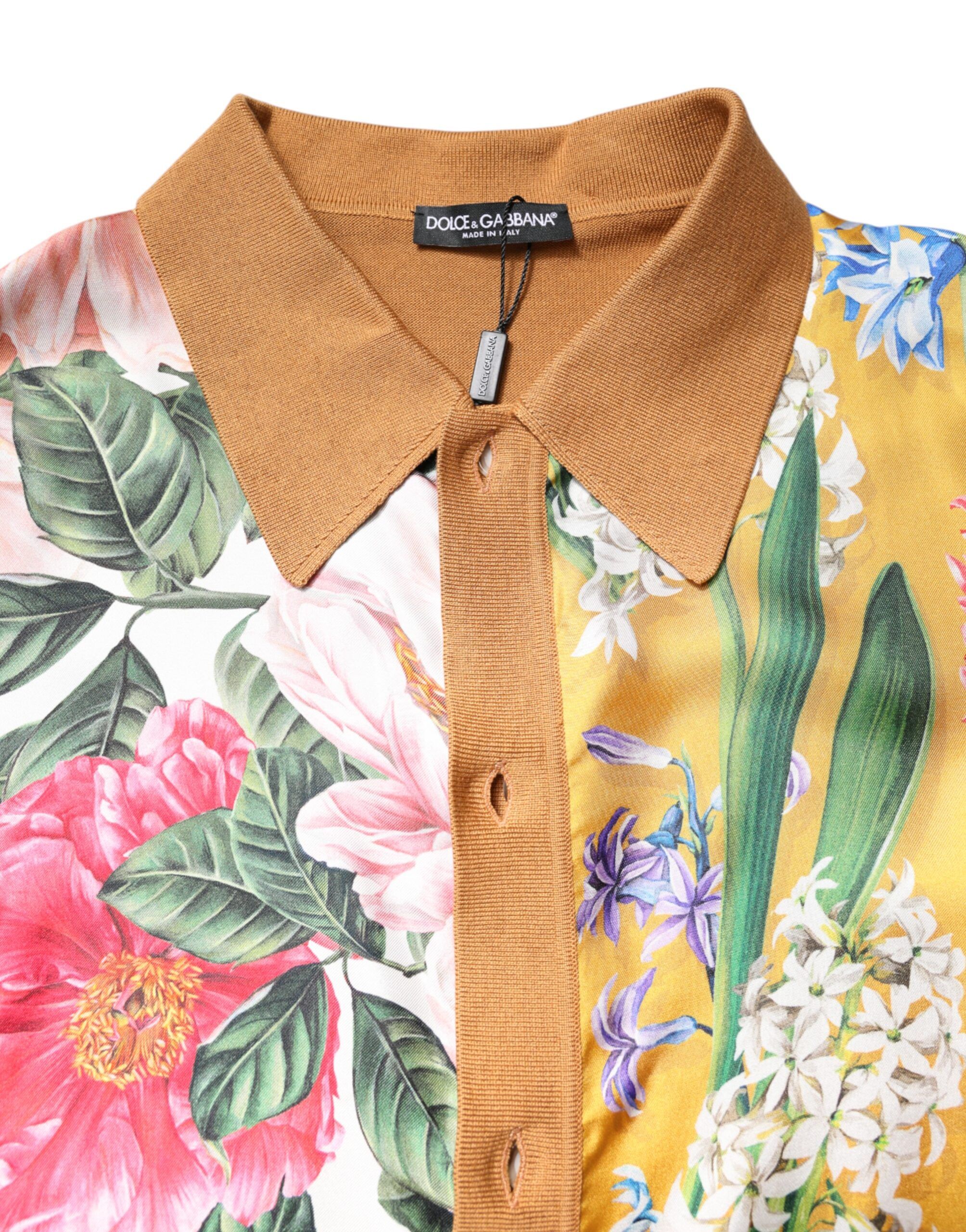 Floral Collared Short Sleeve Men's T-shirt - Dolce & Gabbana - Modalova