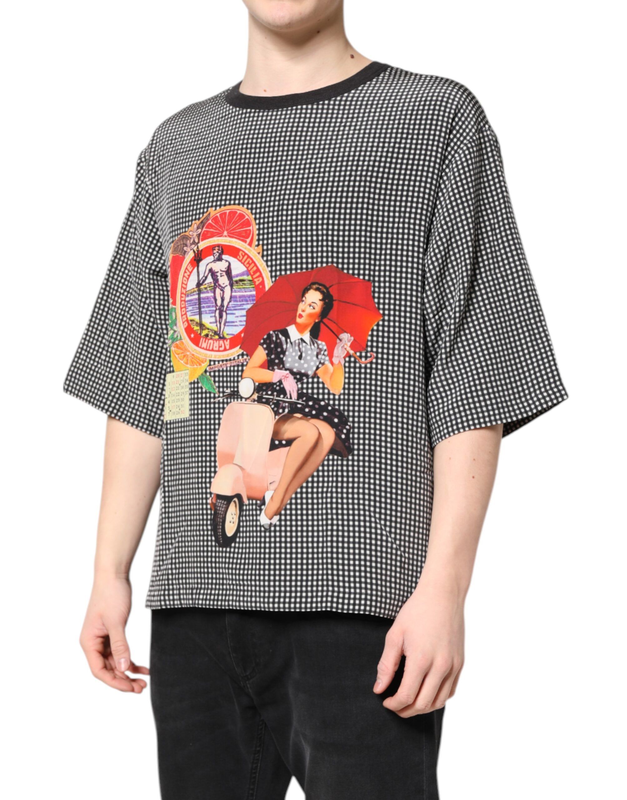 Black Graphic Print Short Sleeve Men's T-shirt - Dolce & Gabbana - Modalova