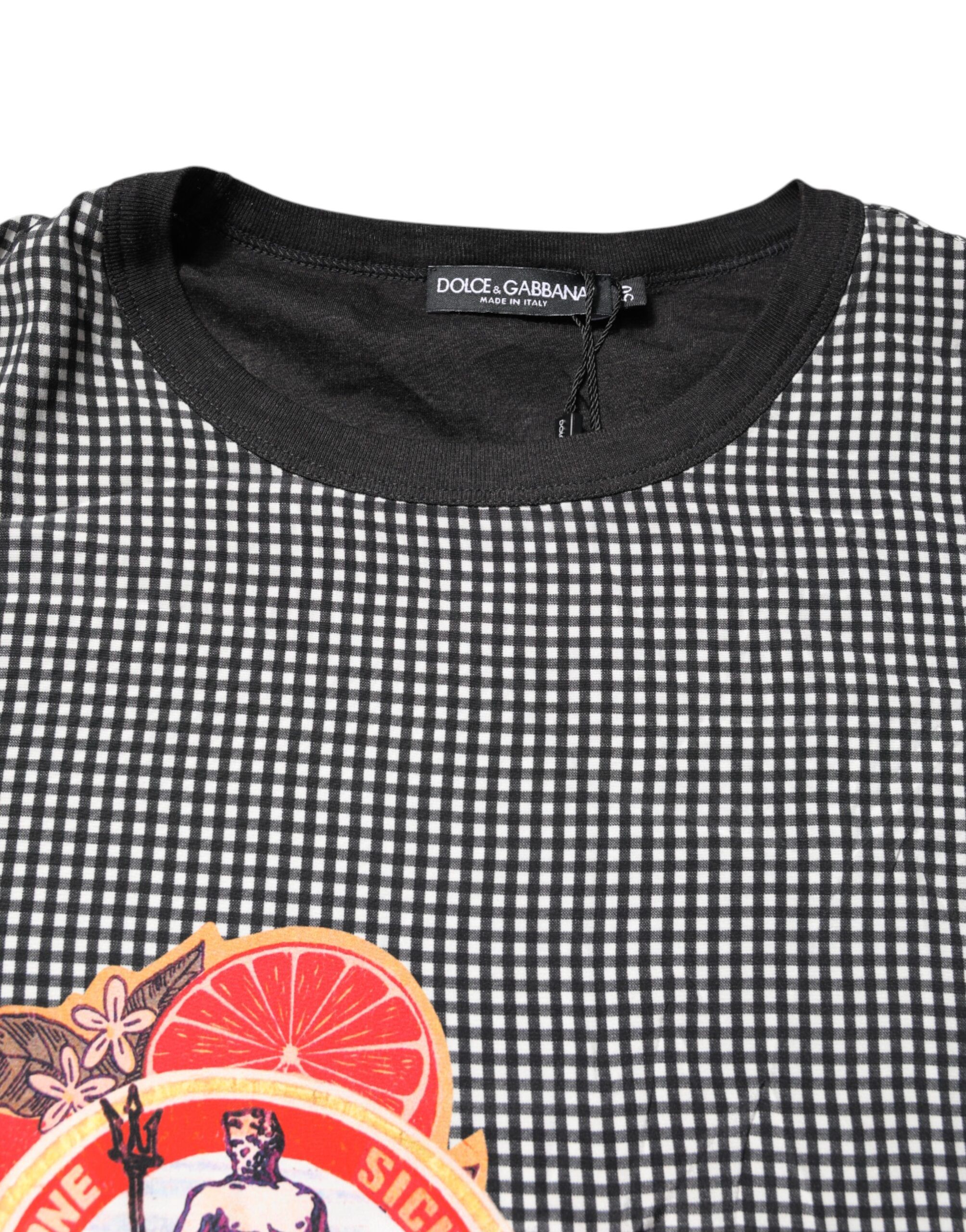 Black Graphic Print Short Sleeve Men's T-shirt - Dolce & Gabbana - Modalova