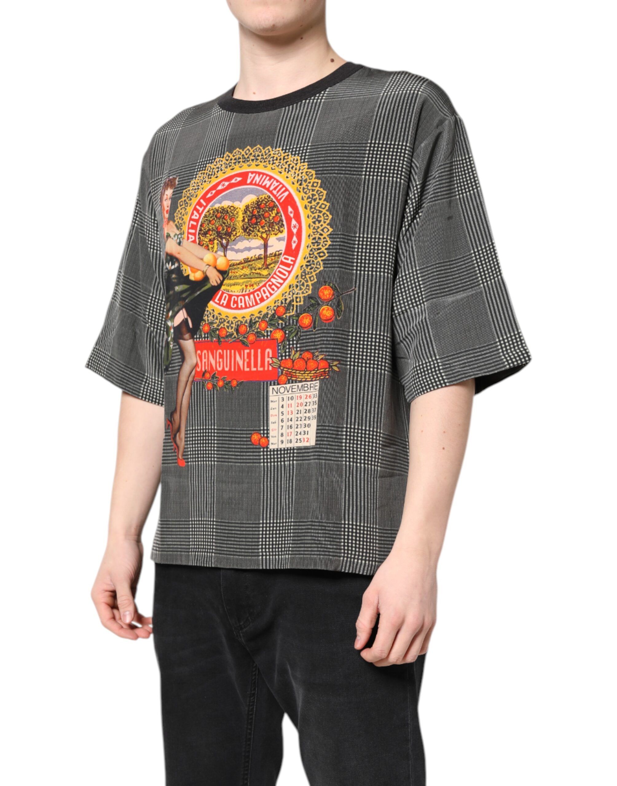 Black White Graphic Print Short Sleeve Men's T-shirt - Dolce & Gabbana - Modalova
