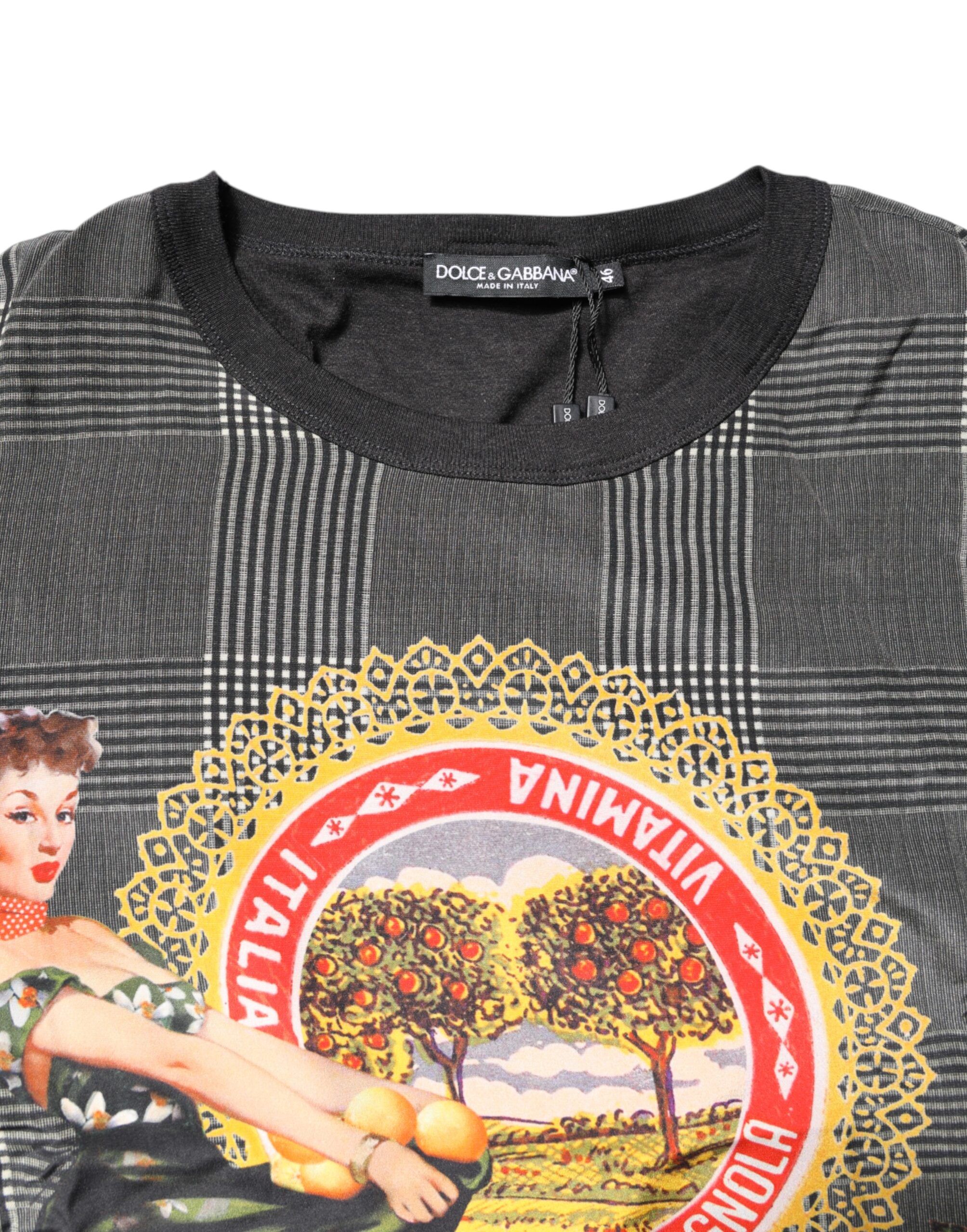 Black White Graphic Print Short Sleeve Men's T-shirt - Dolce & Gabbana - Modalova